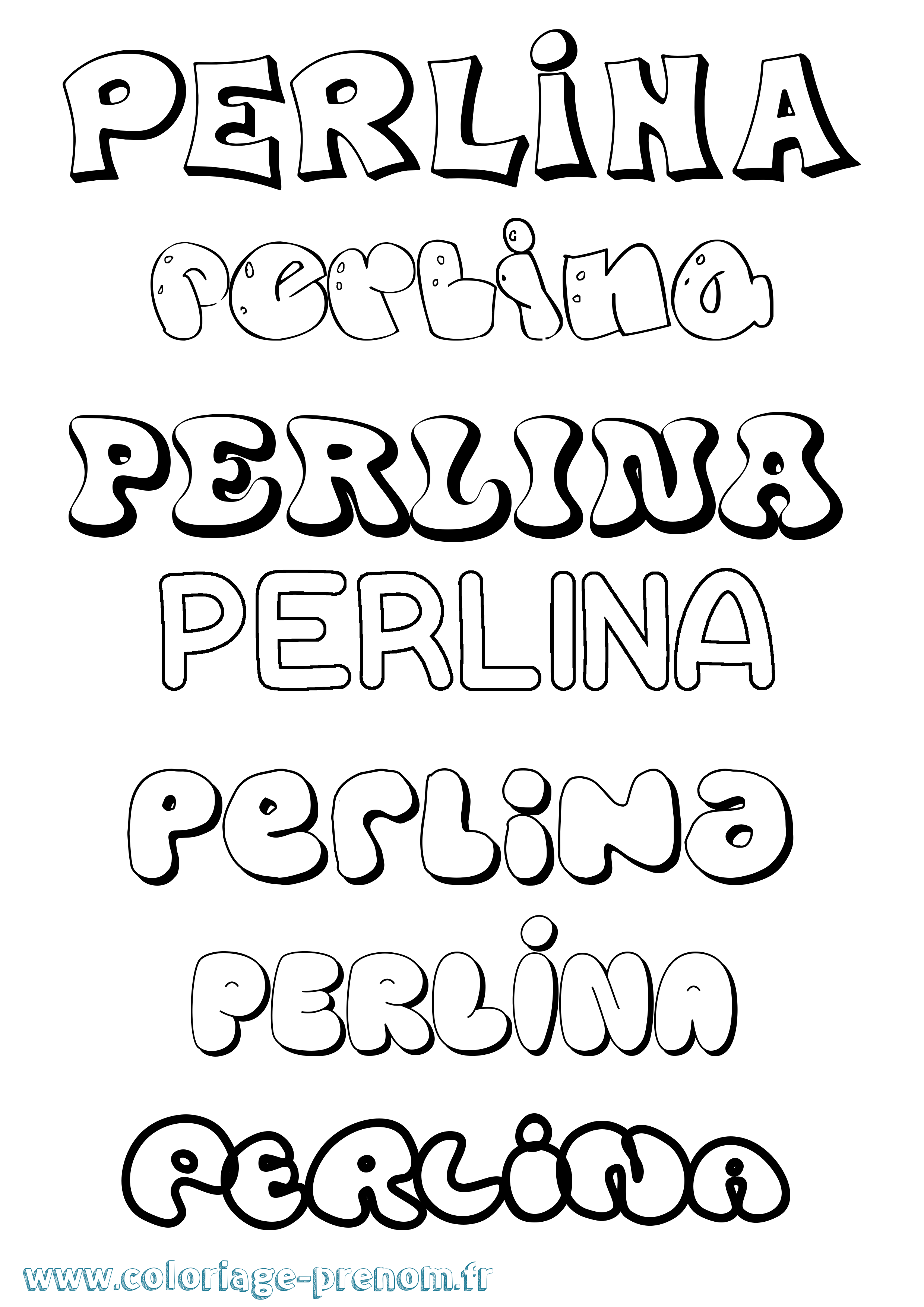 Coloriage prénom Perlina Bubble