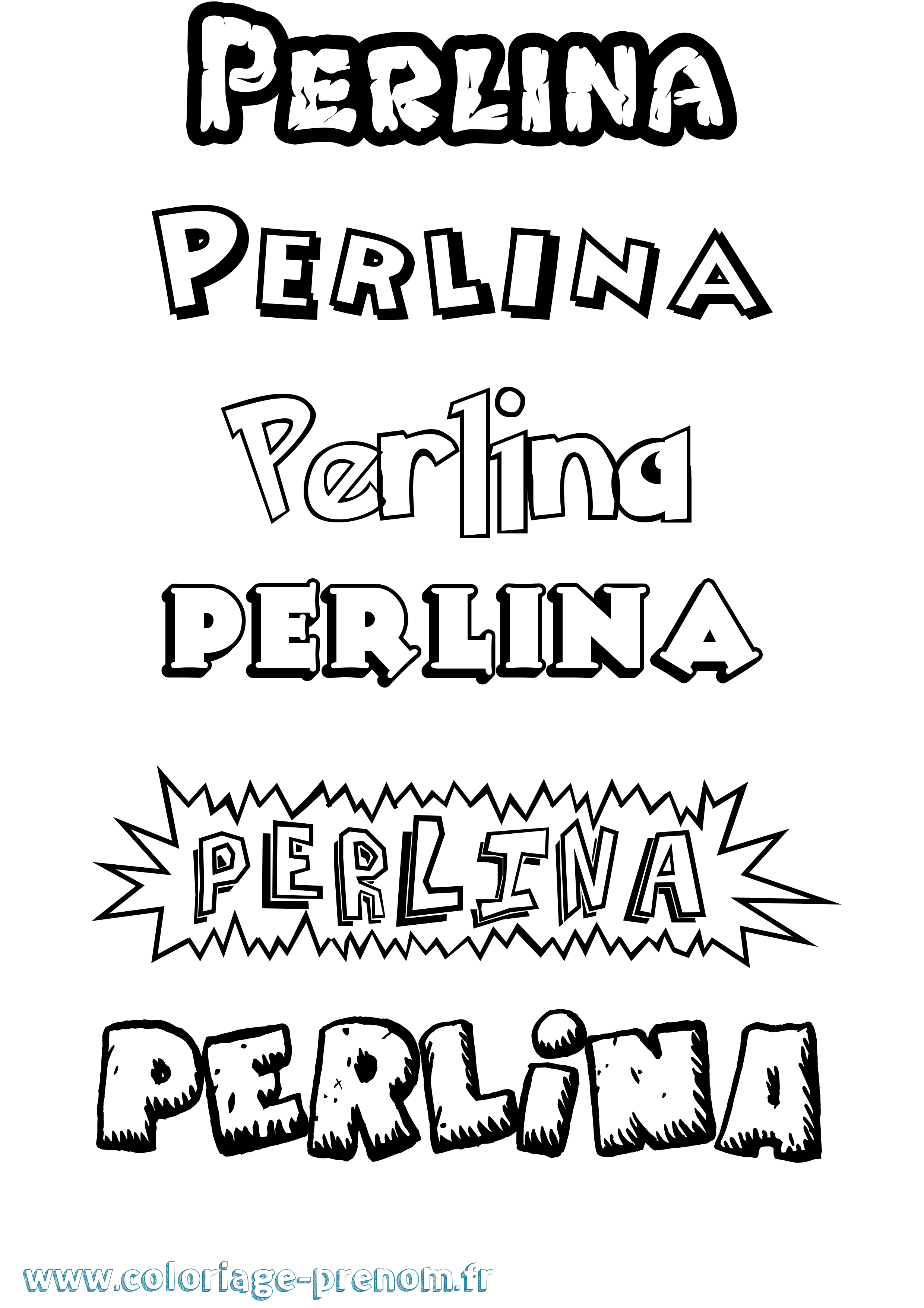 Coloriage prénom Perlina Dessin Animé