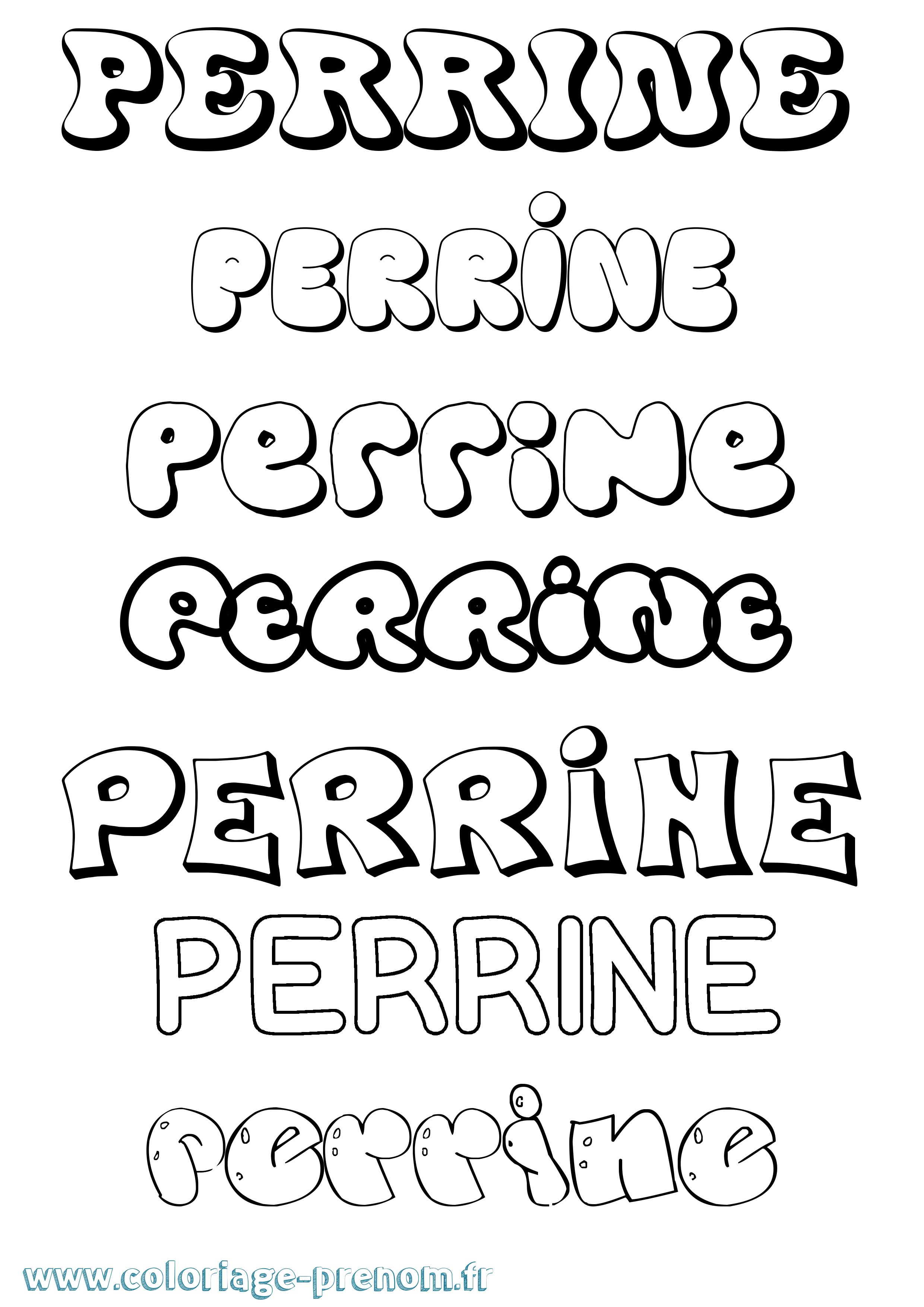 Coloriage prénom Perrine Bubble