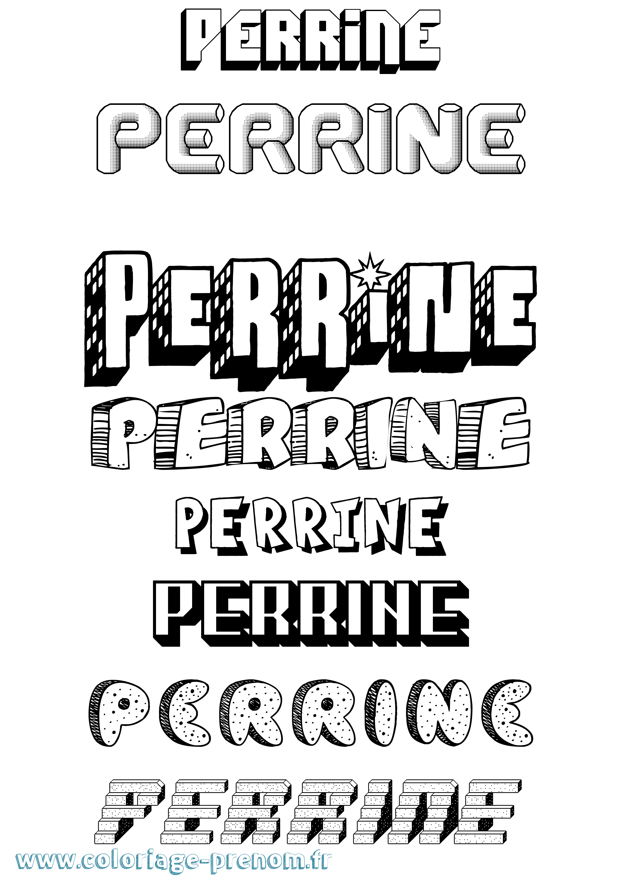 Coloriage prénom Perrine Effet 3D