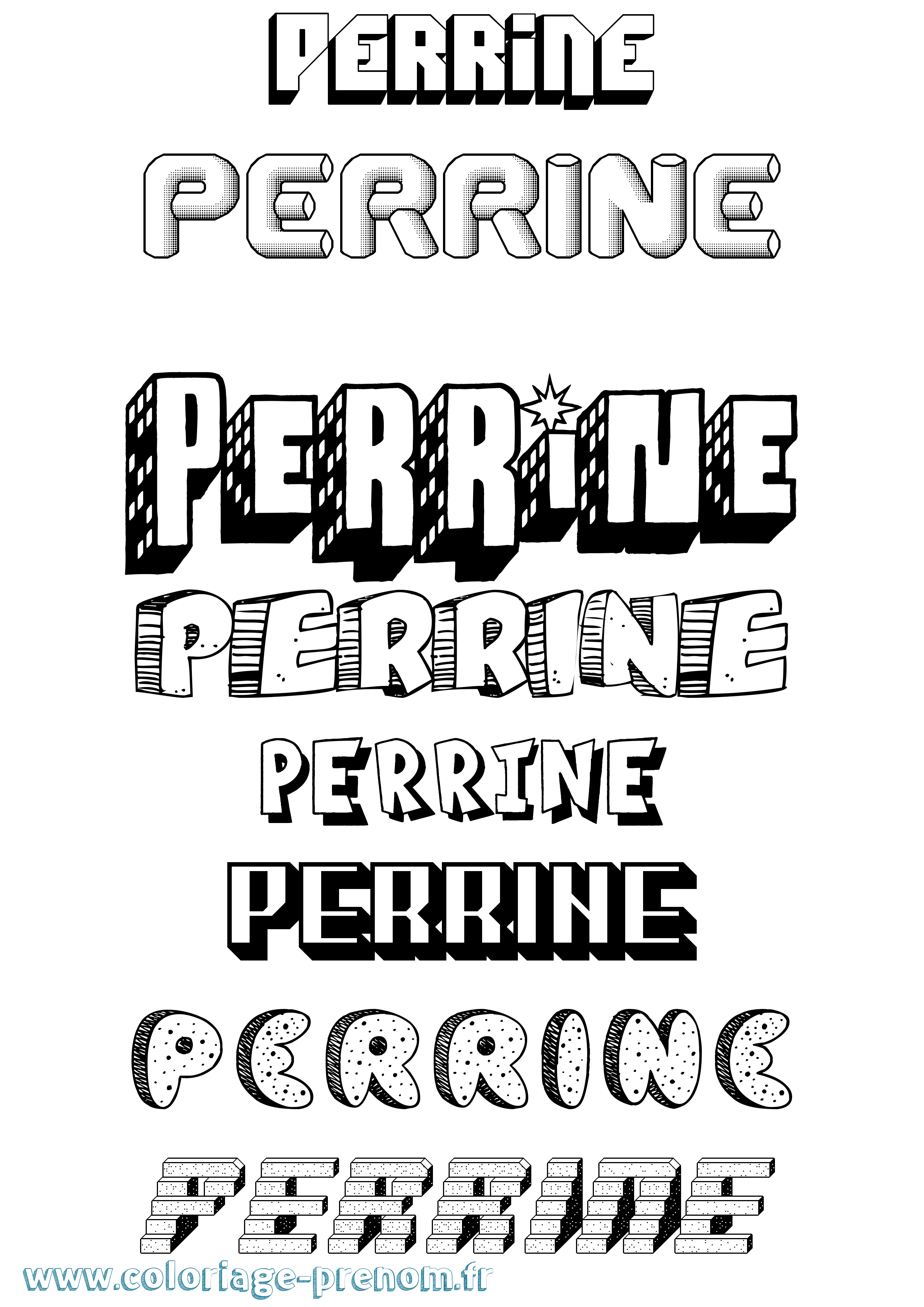 Coloriage Perrine Effet 3D Coloriage prénom Perrine Effet 3D