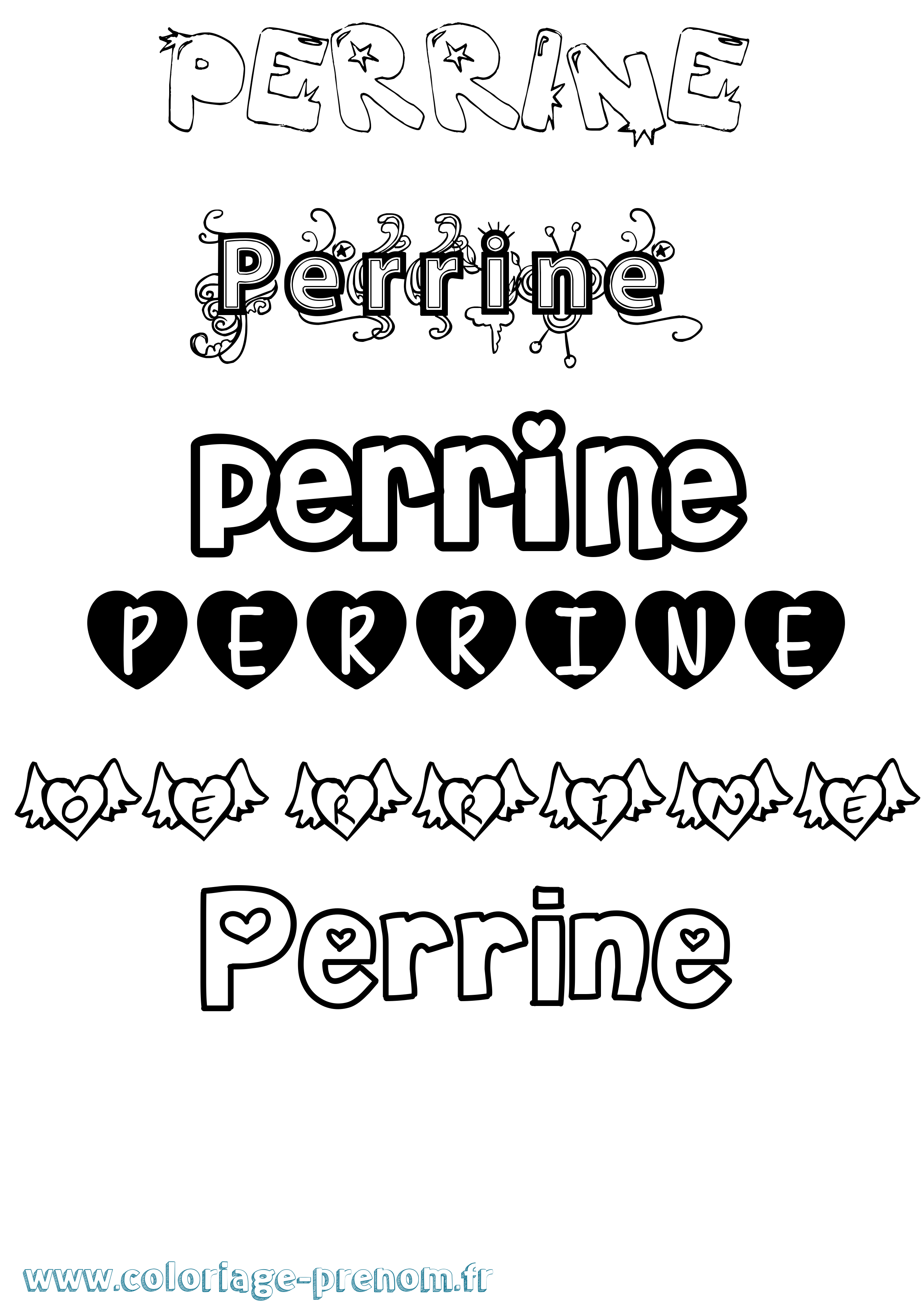 Coloriage Perrine Girly Coloriage prénom Perrine Girly