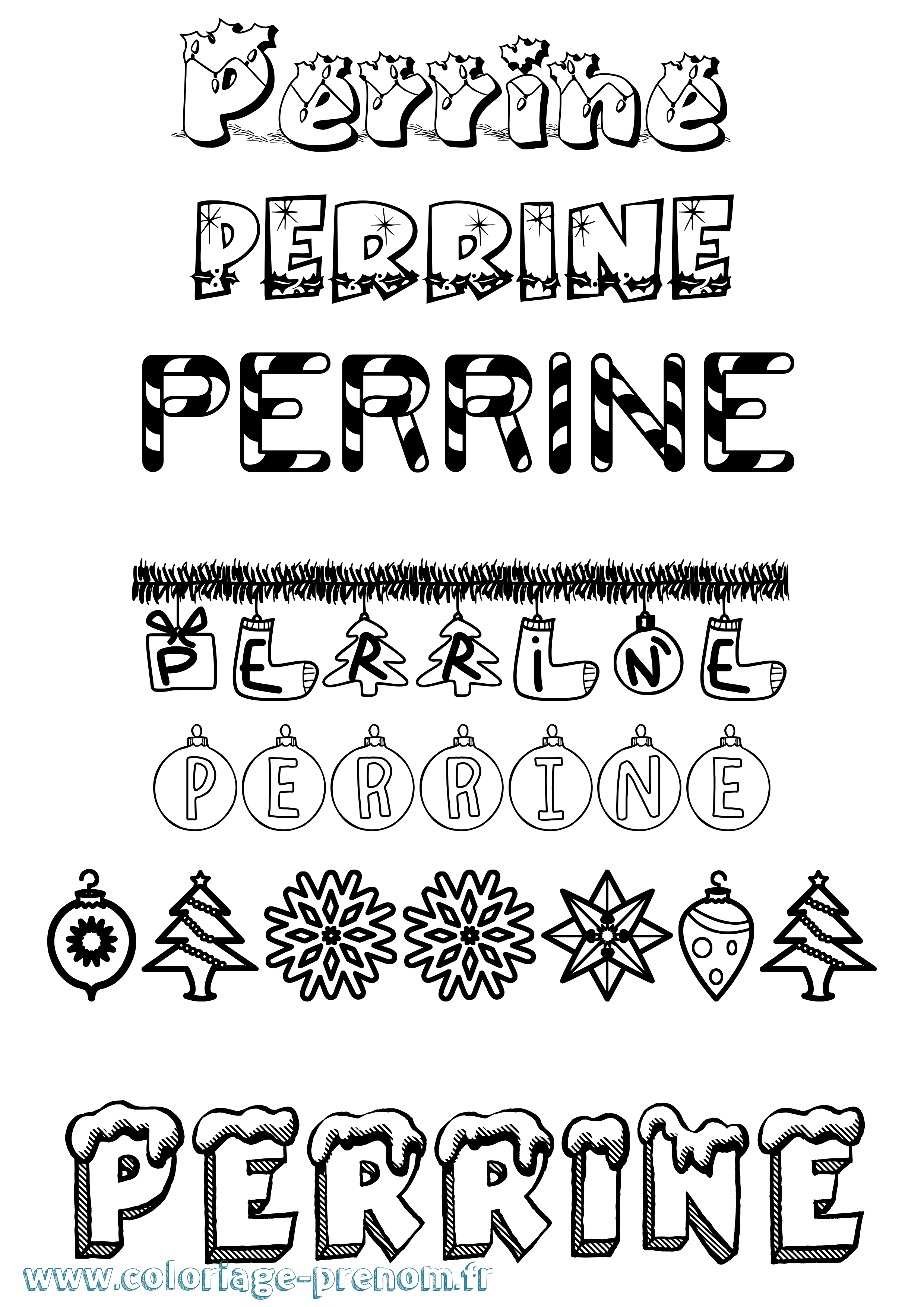 Coloriage prénom Perrine Noël