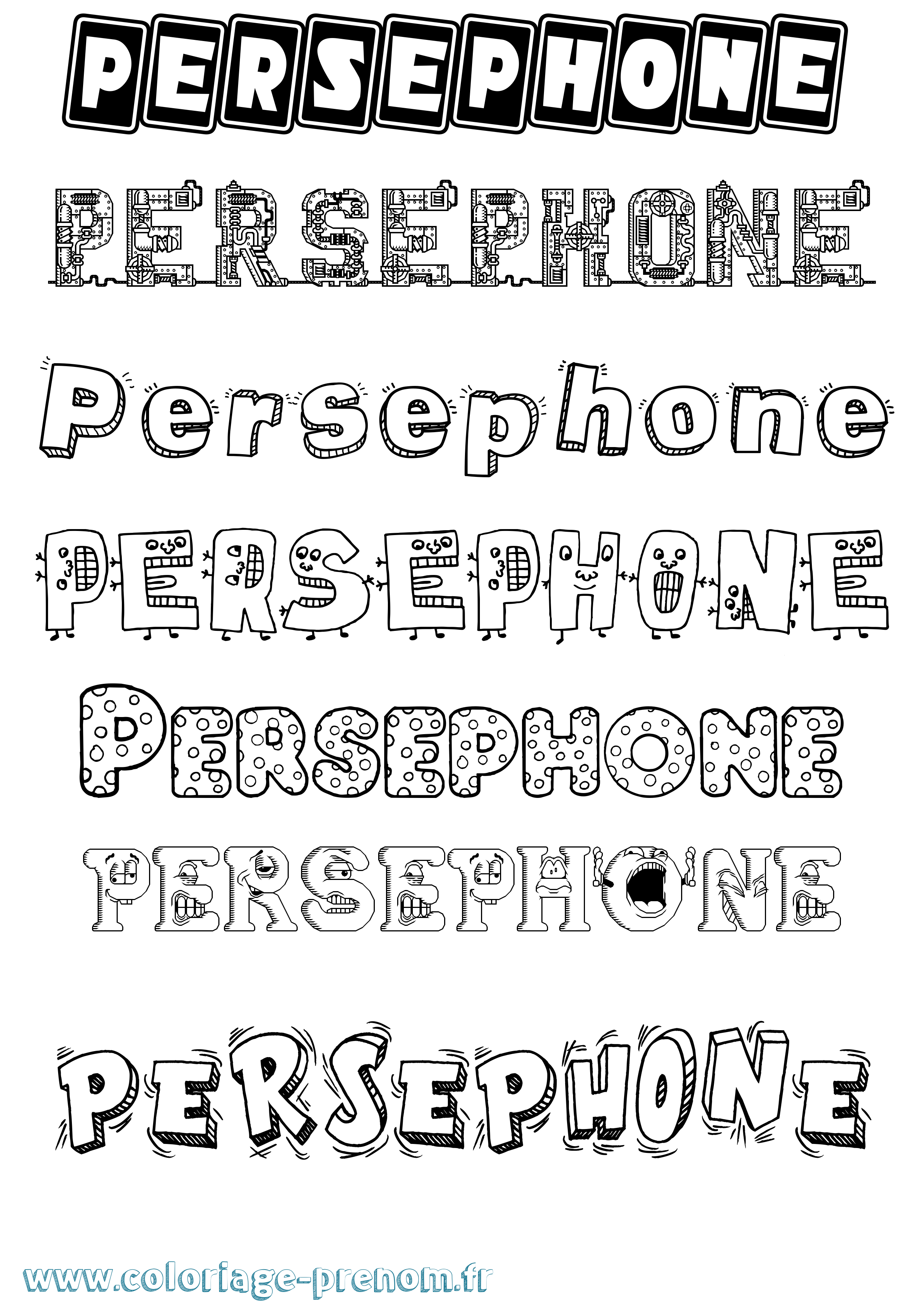 Coloriage prénom Persephone Fun