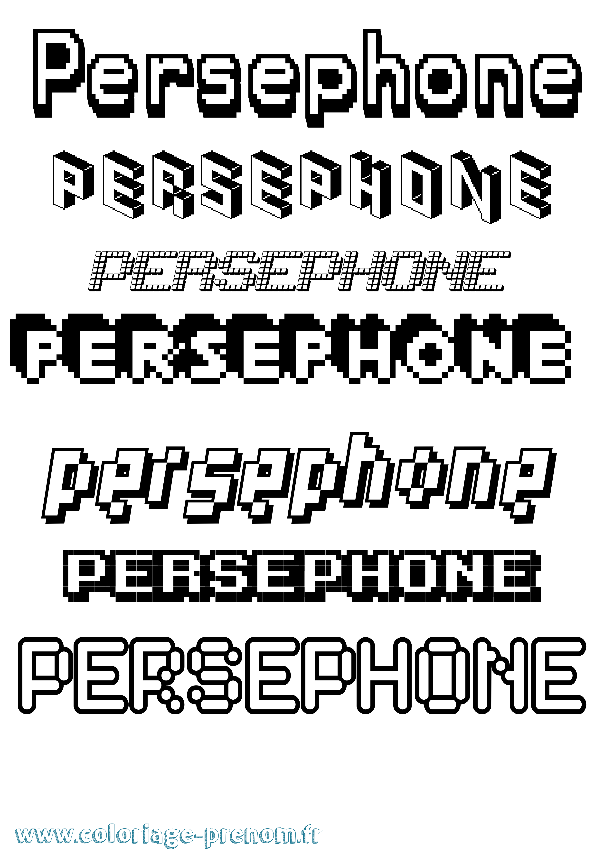 Coloriage prénom Persephone Pixel