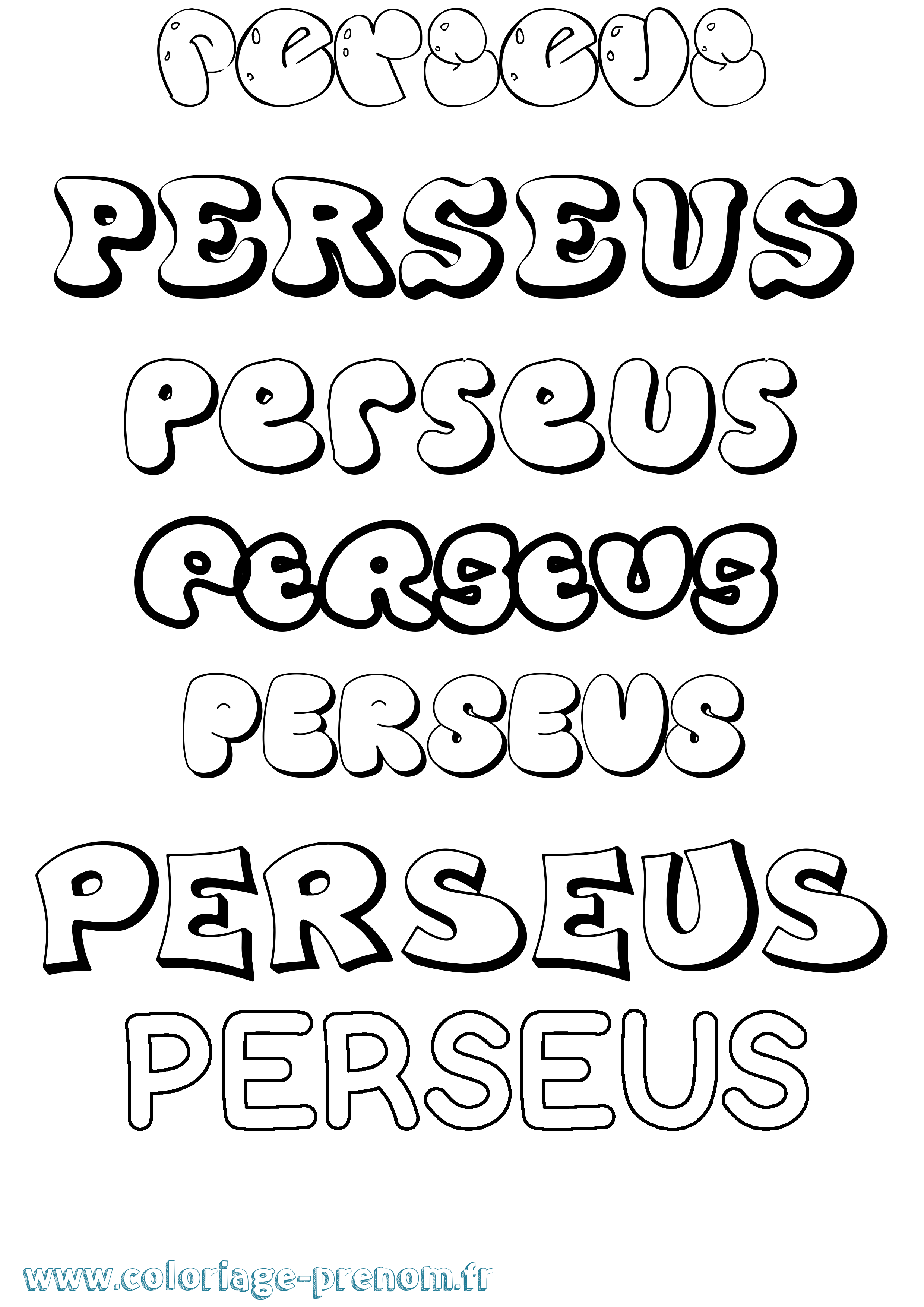 Coloriage Perseus Bubble Coloriage prénom Perseus Bubble