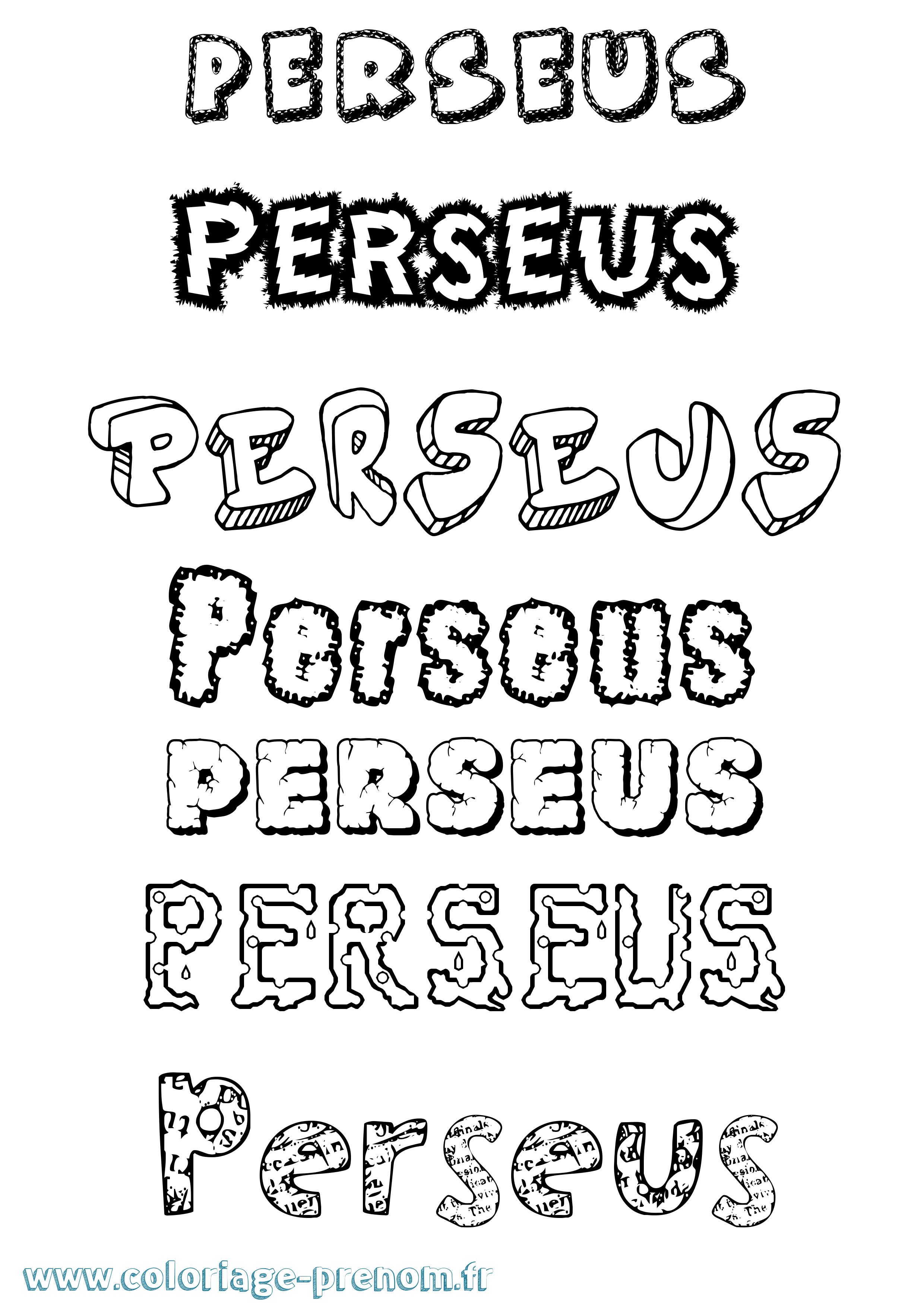 Coloriage Perseus Destructuré Coloriage prénom Perseus Destructuré