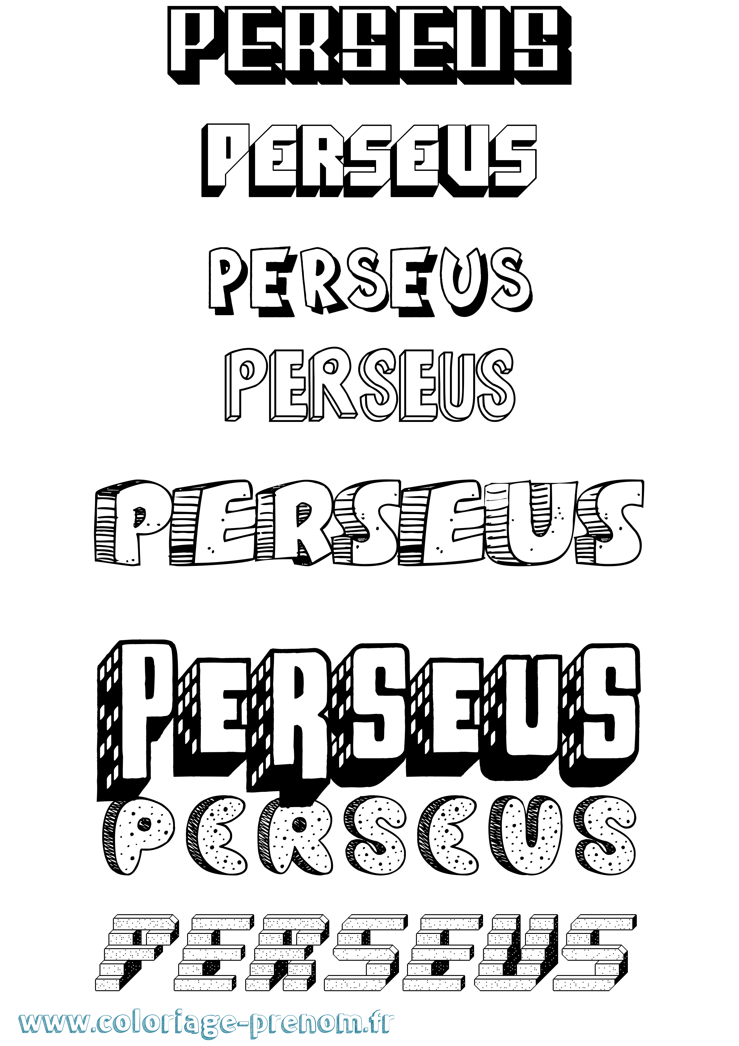 Coloriage Perseus Effet 3D Coloriage prénom Perseus Effet 3D