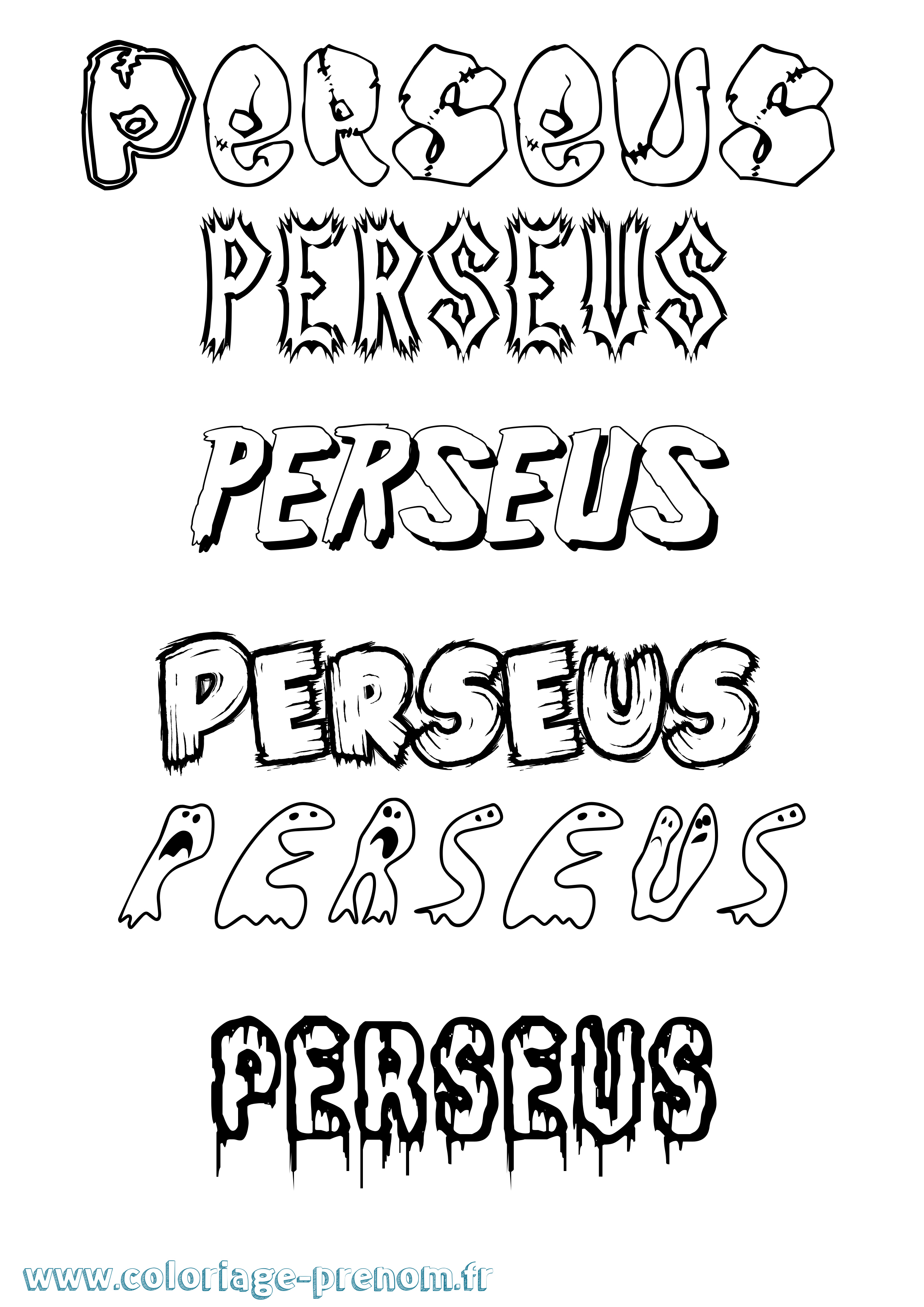 Coloriage Perseus Frisson Coloriage prénom Perseus Frisson
