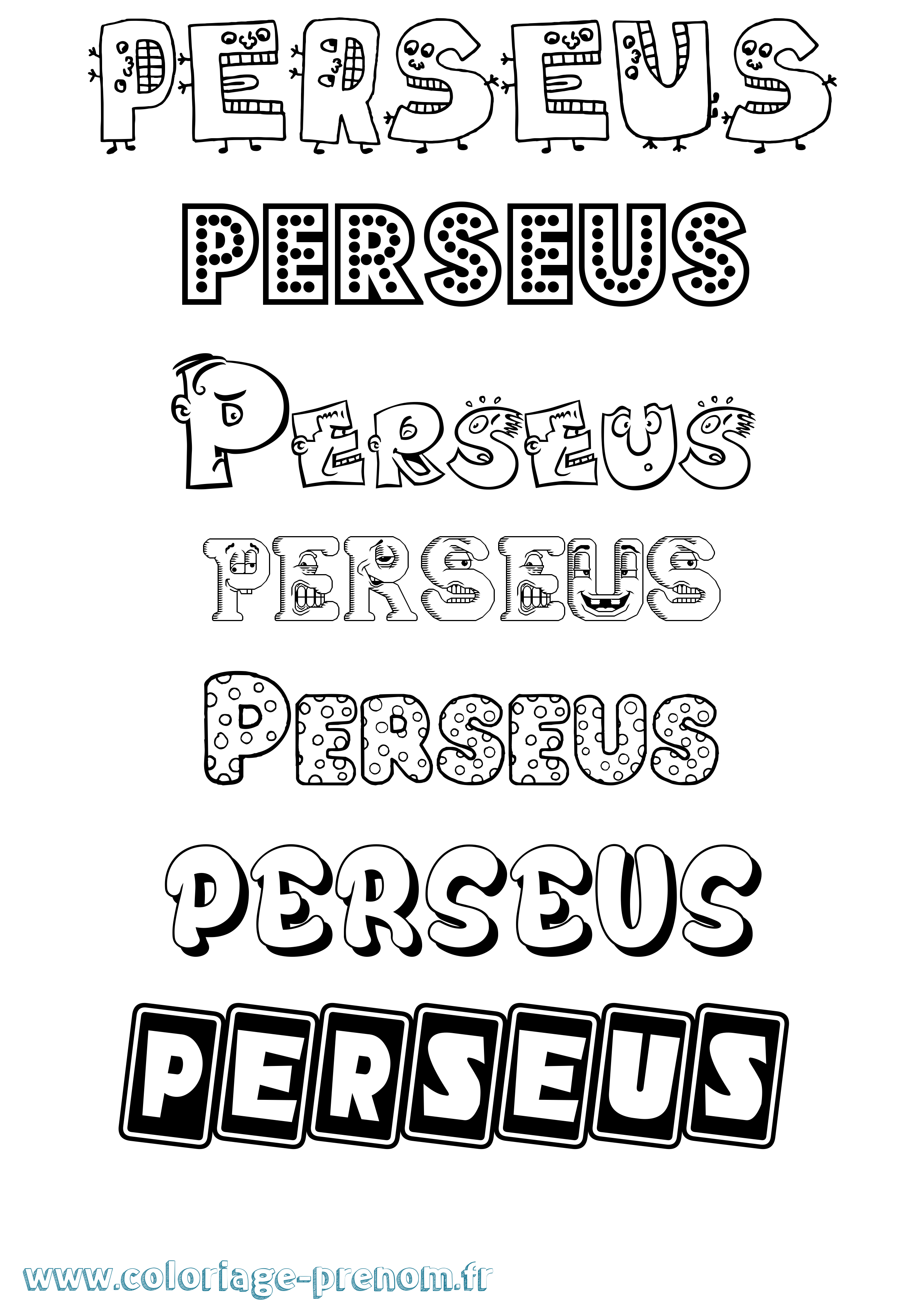 Coloriage Perseus Fun Coloriage prénom Perseus Fun