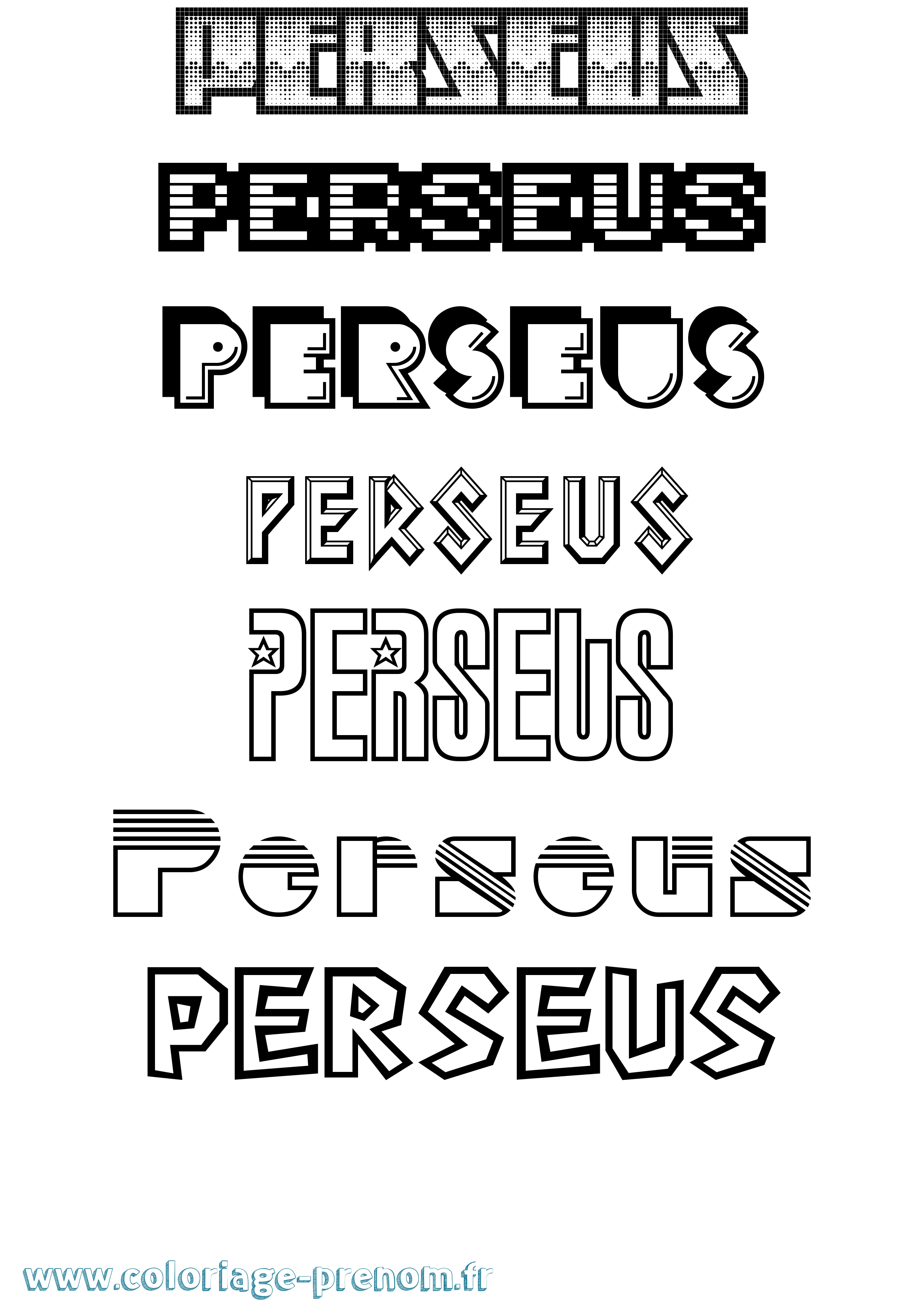 Coloriage Perseus Jeux Vidéos Coloriage prénom Perseus Jeux Vidéos