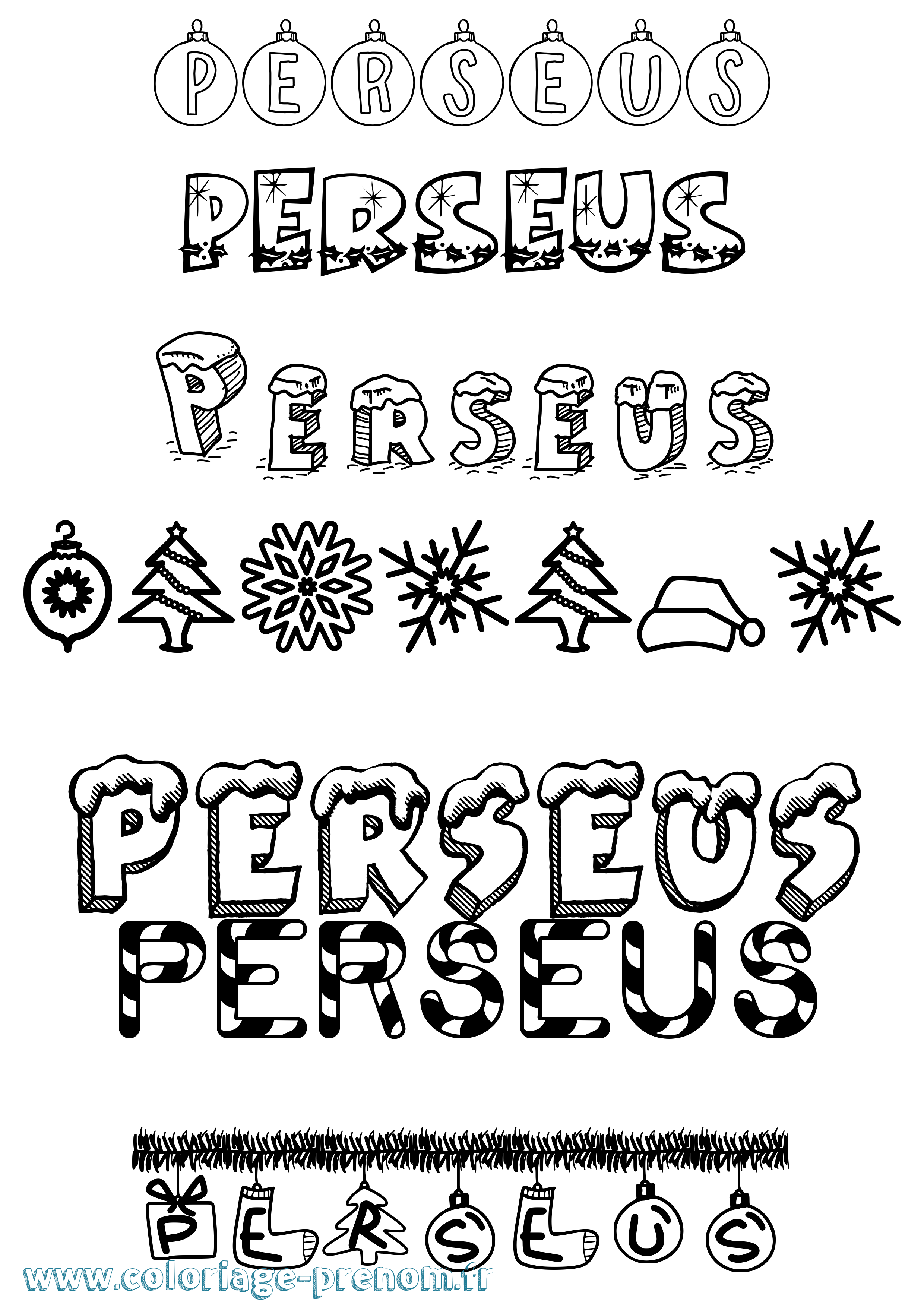 Coloriage Perseus Noël Coloriage prénom Perseus Noël