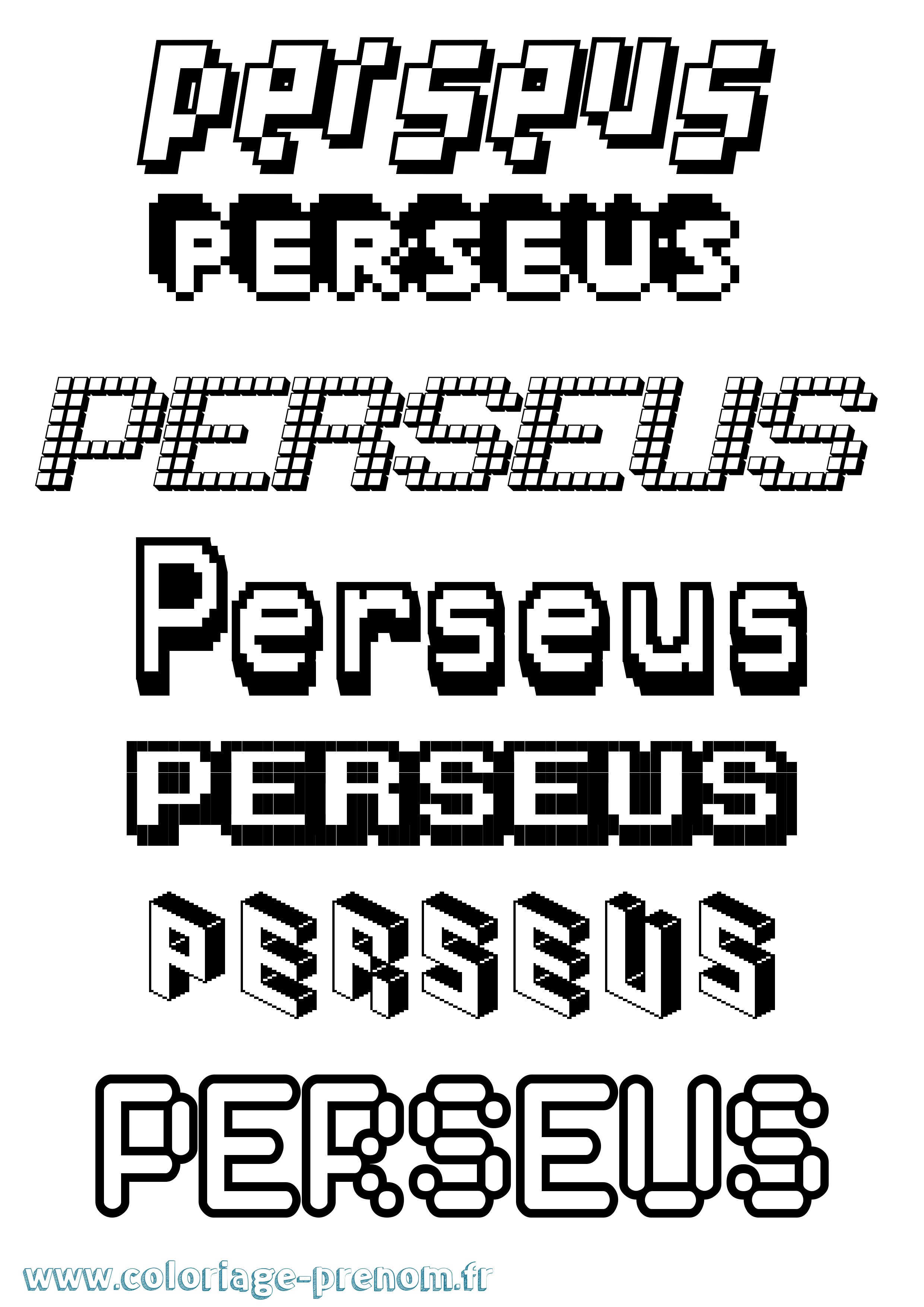 Coloriage Perseus Pixel Coloriage prénom Perseus Pixel