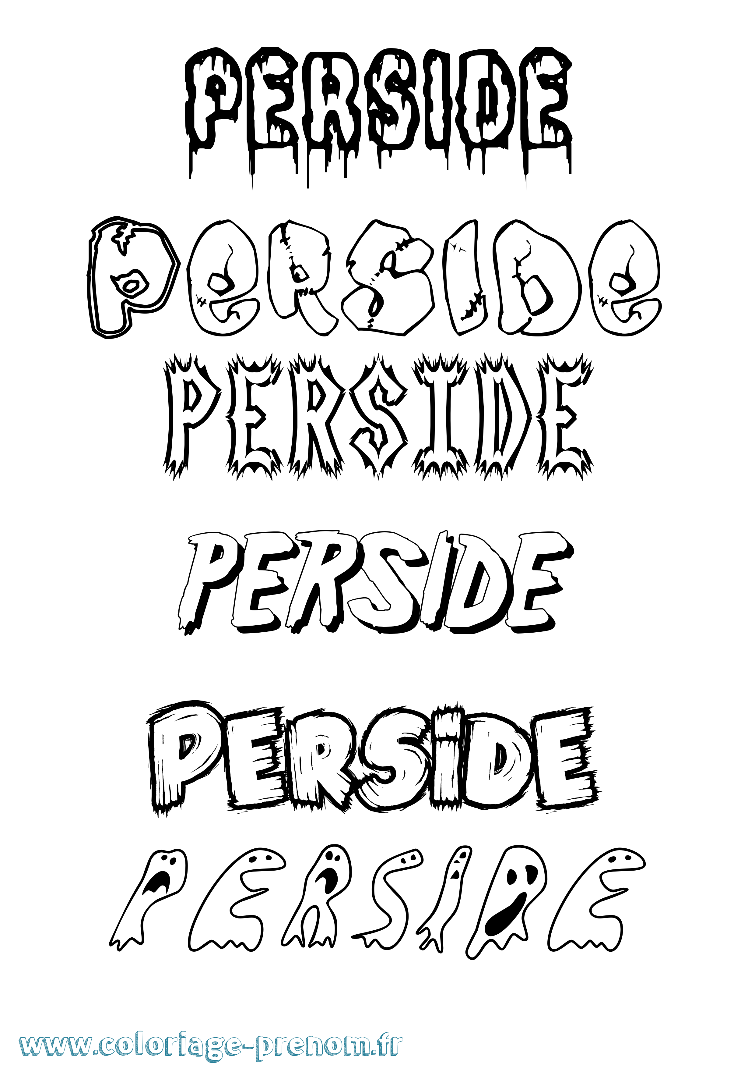 Coloriage prénom Perside Frisson