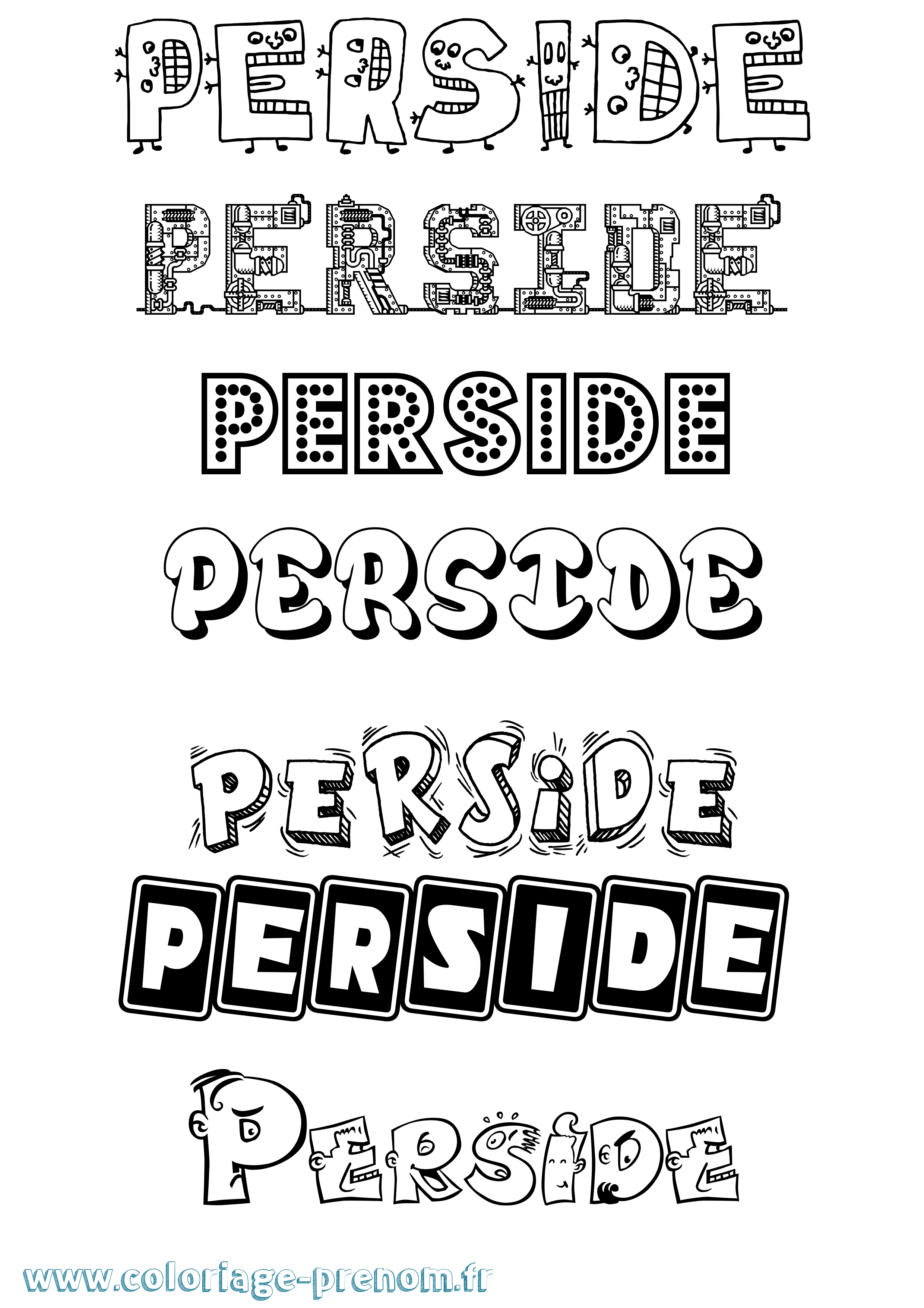Coloriage prénom Perside Fun