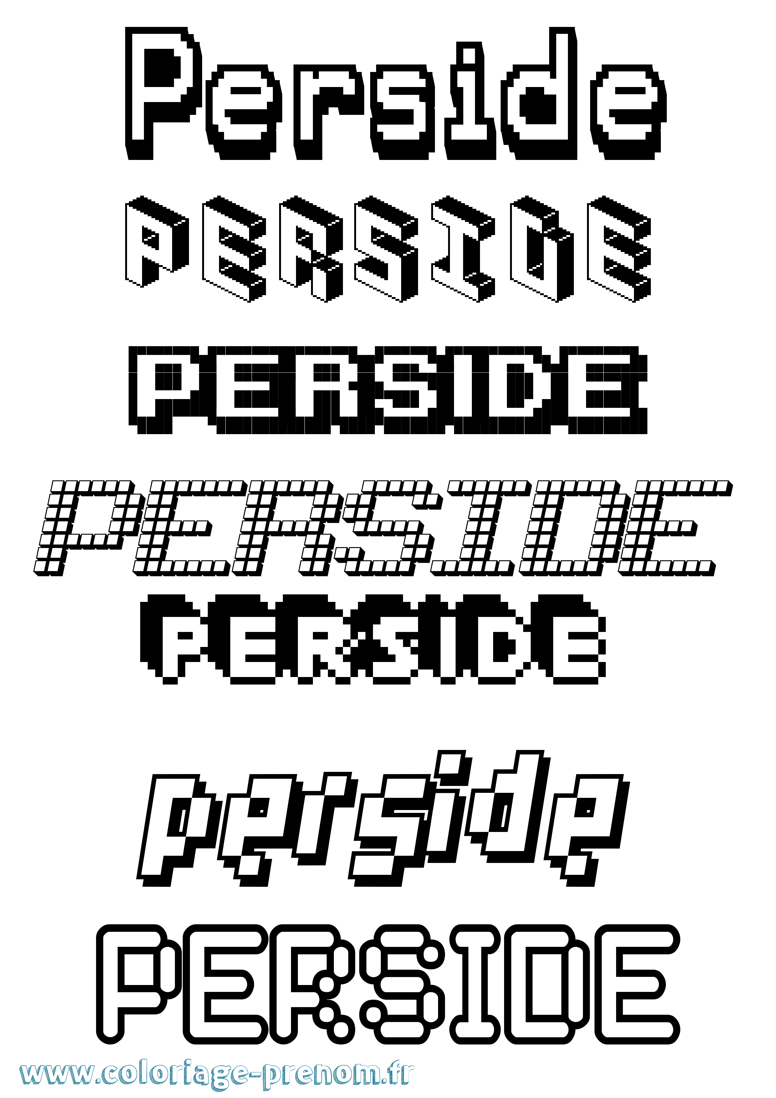 Coloriage prénom Perside Pixel