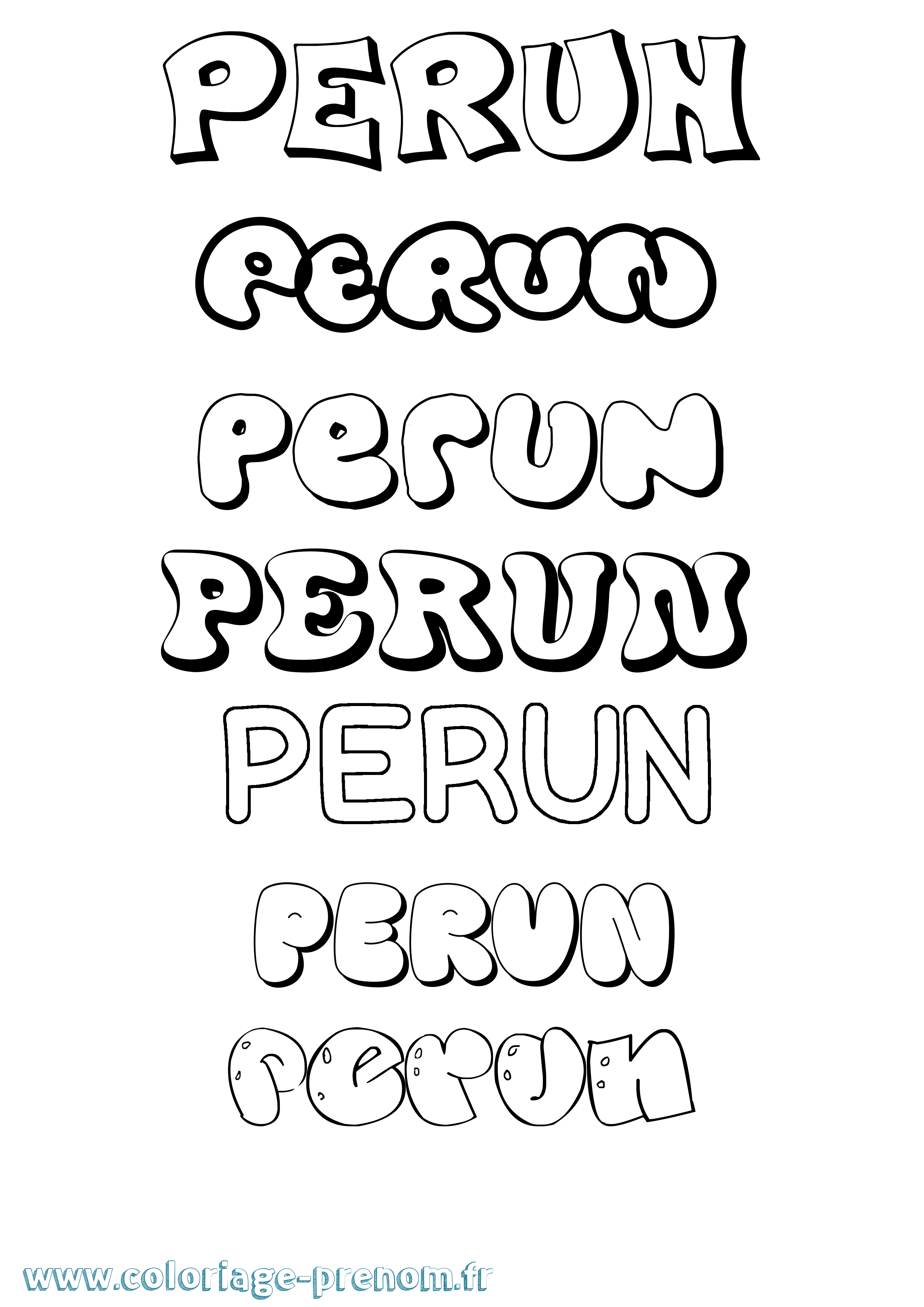Coloriage prénom Perun Bubble