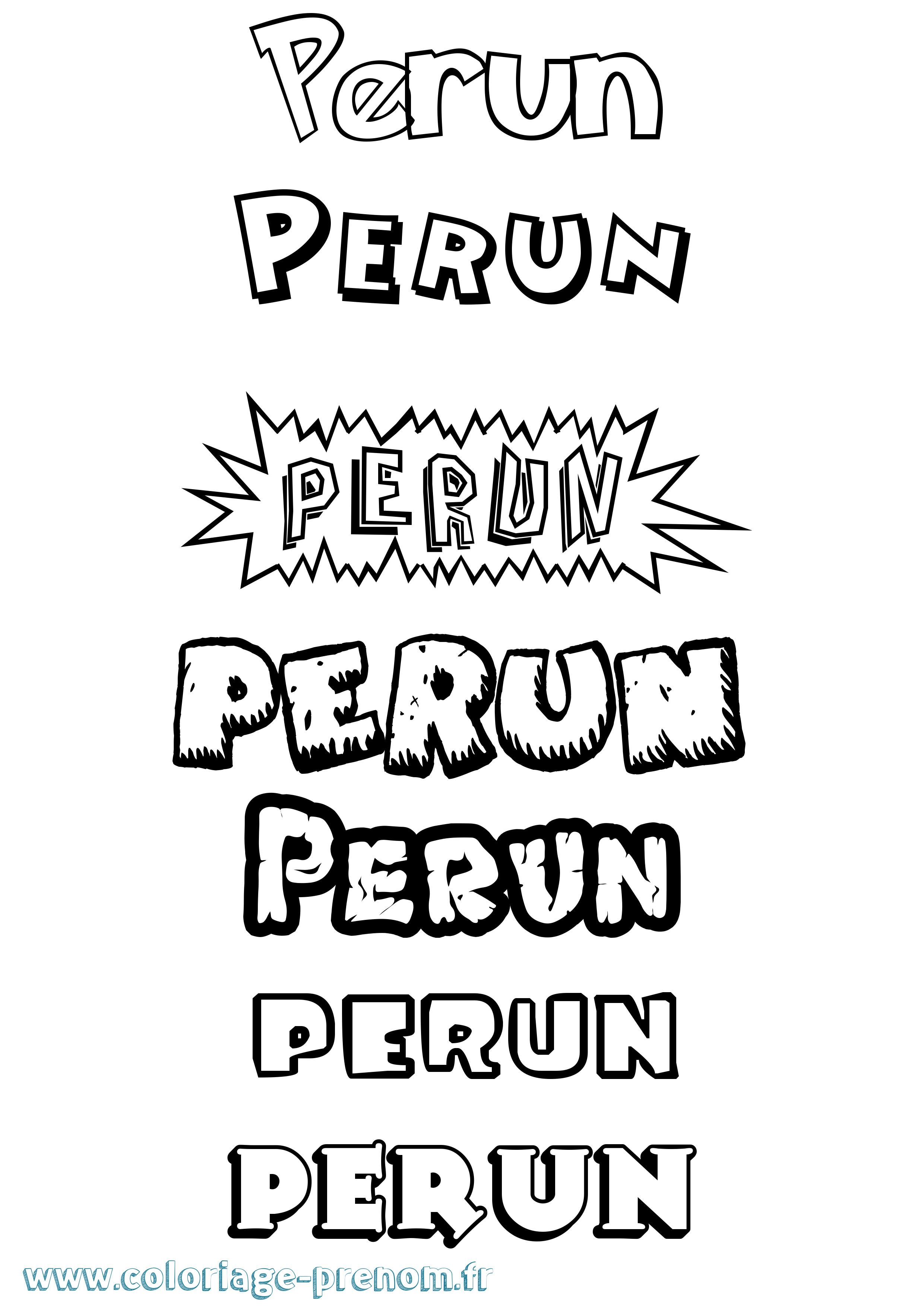 Coloriage prénom Perun Dessin Animé