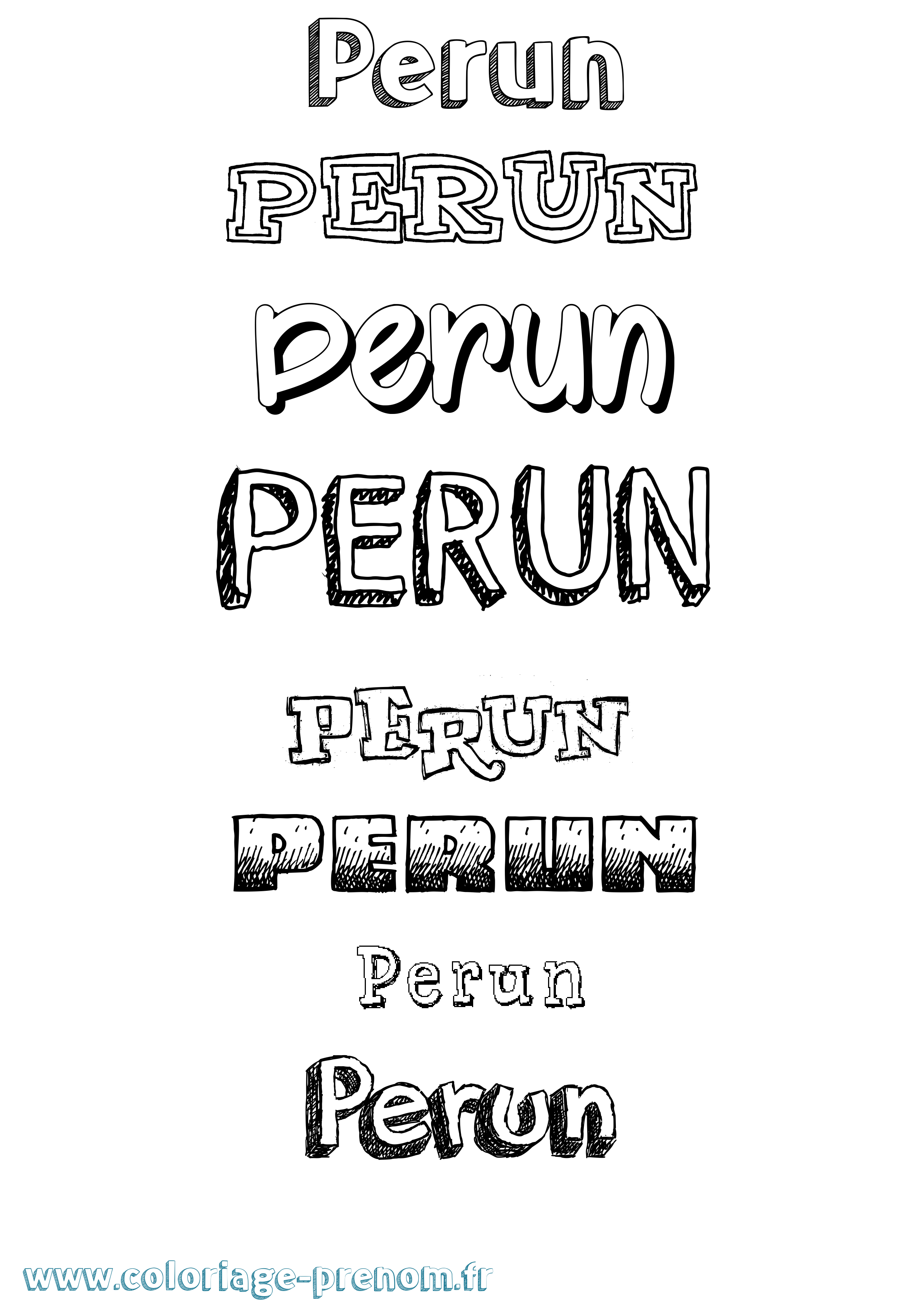 Coloriage prénom Perun Dessiné