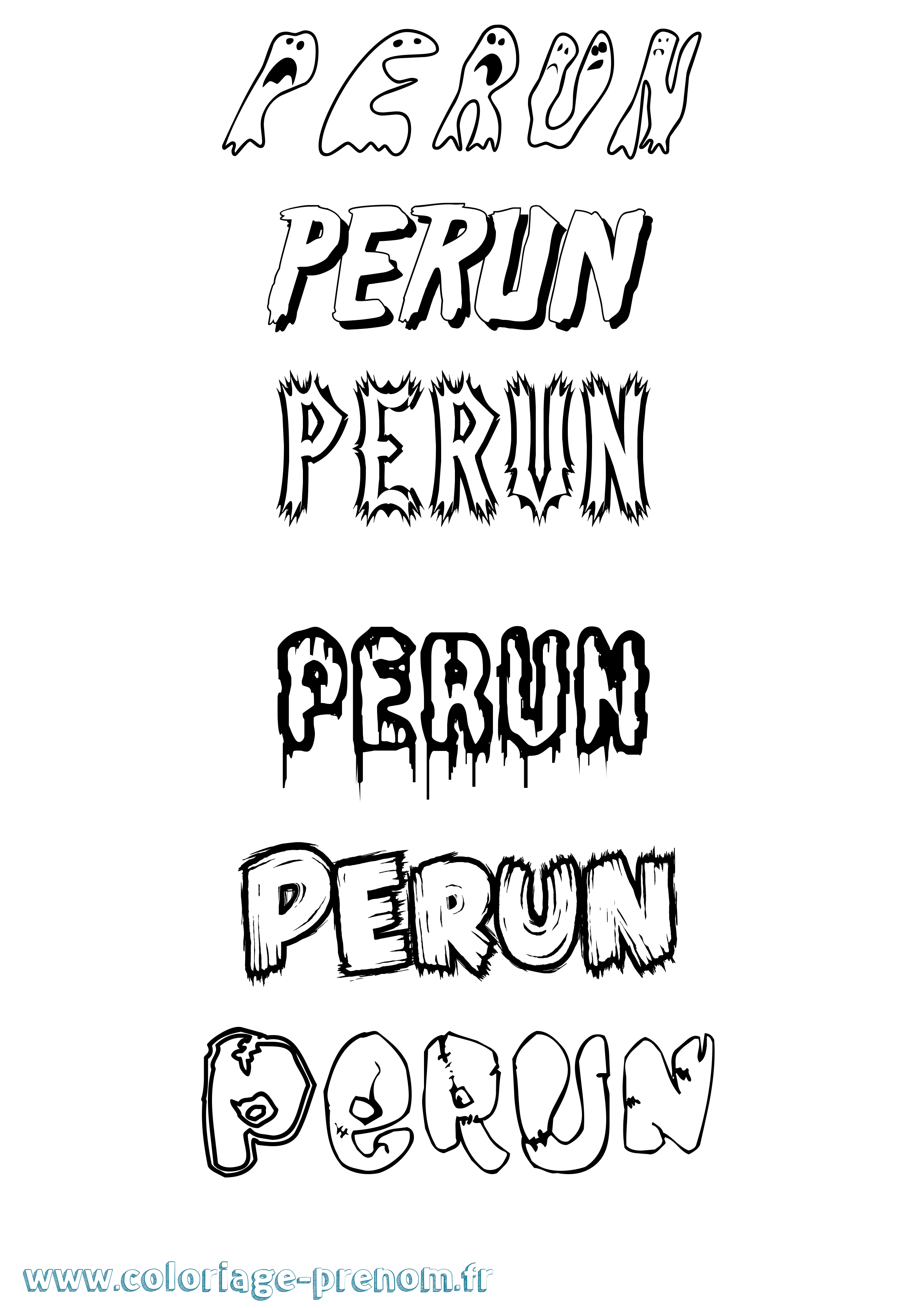 Coloriage prénom Perun Frisson