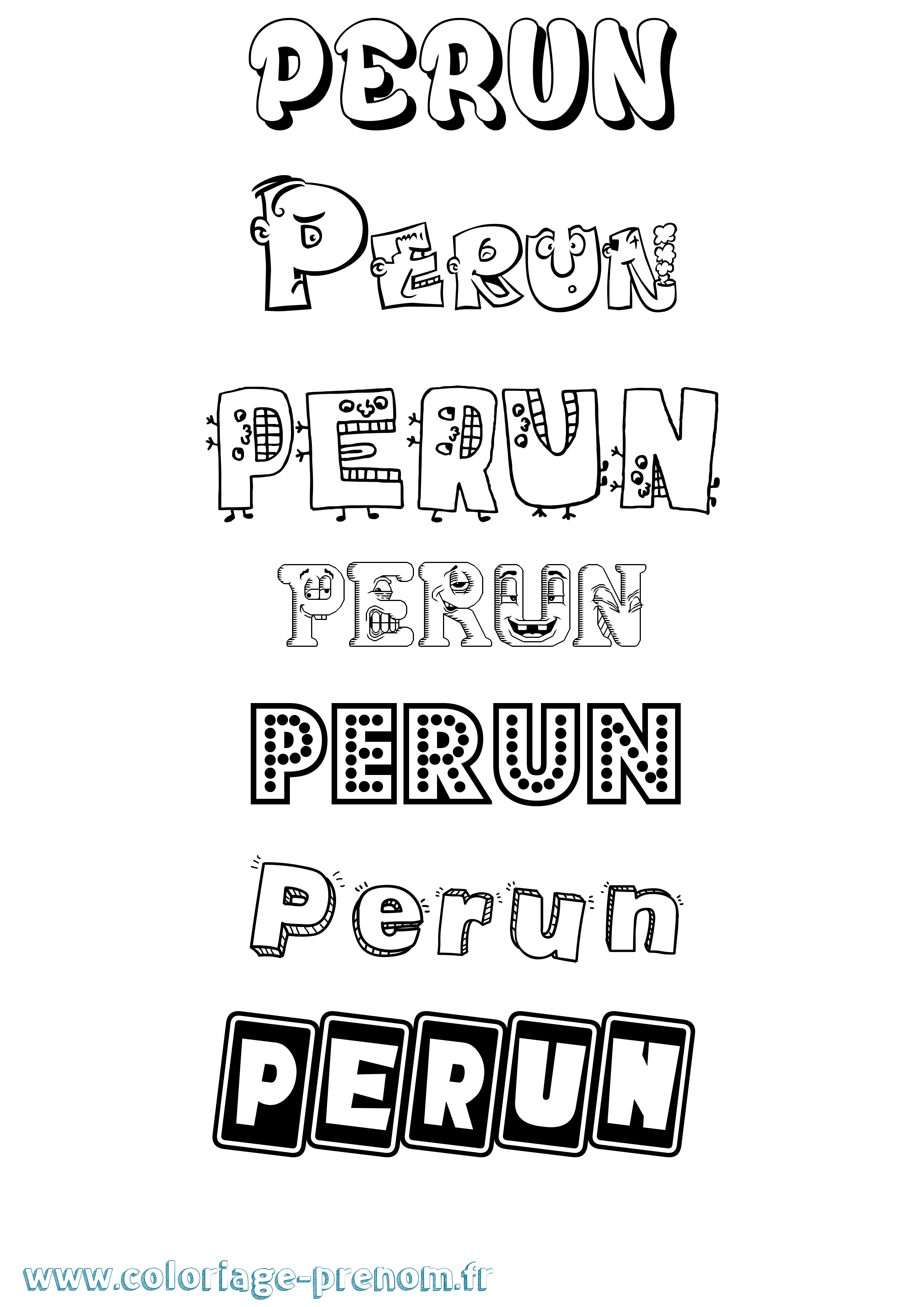 Coloriage prénom Perun Fun