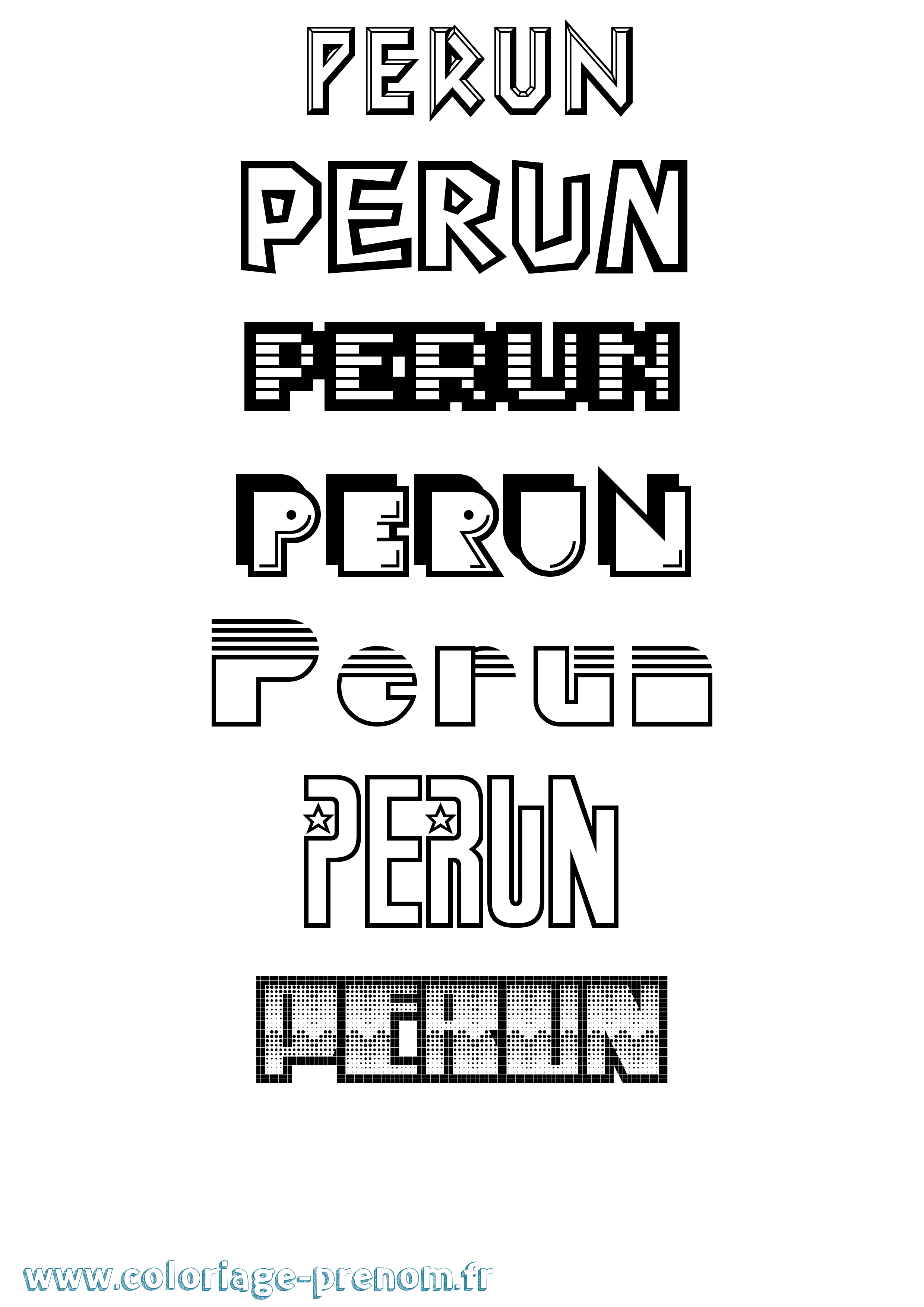 Coloriage prénom Perun