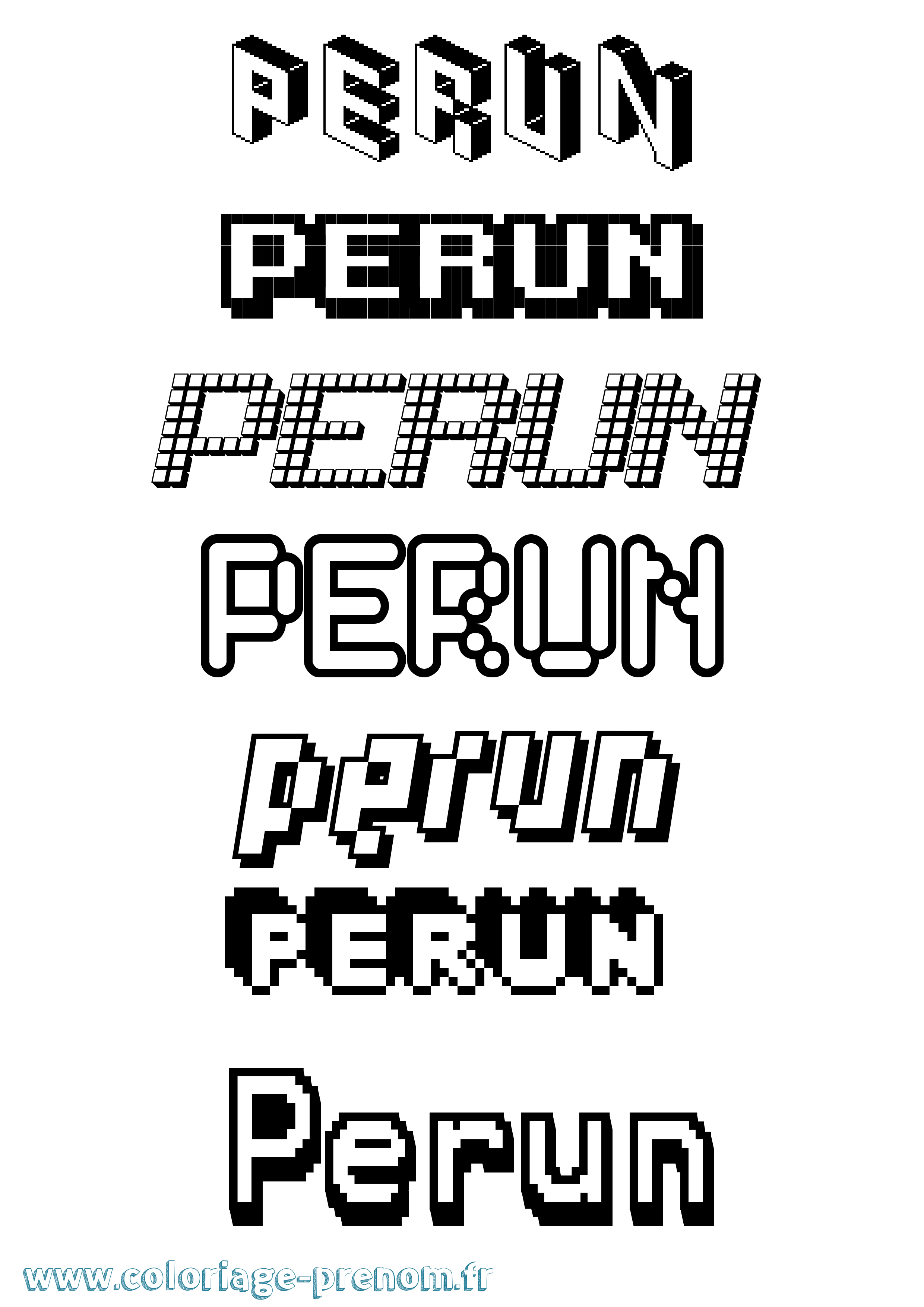 Coloriage prénom Perun Pixel