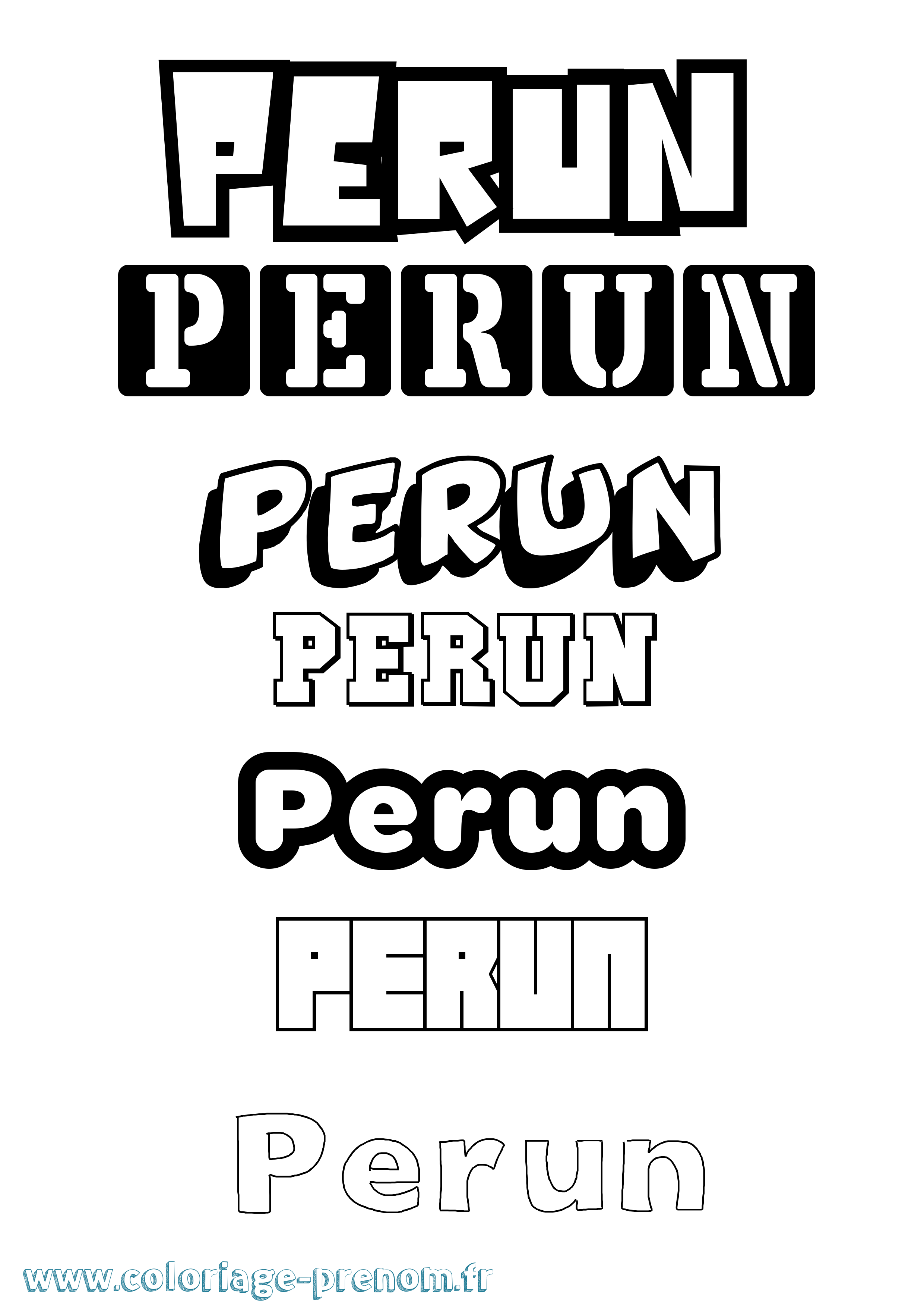 Coloriage prénom Perun Simple