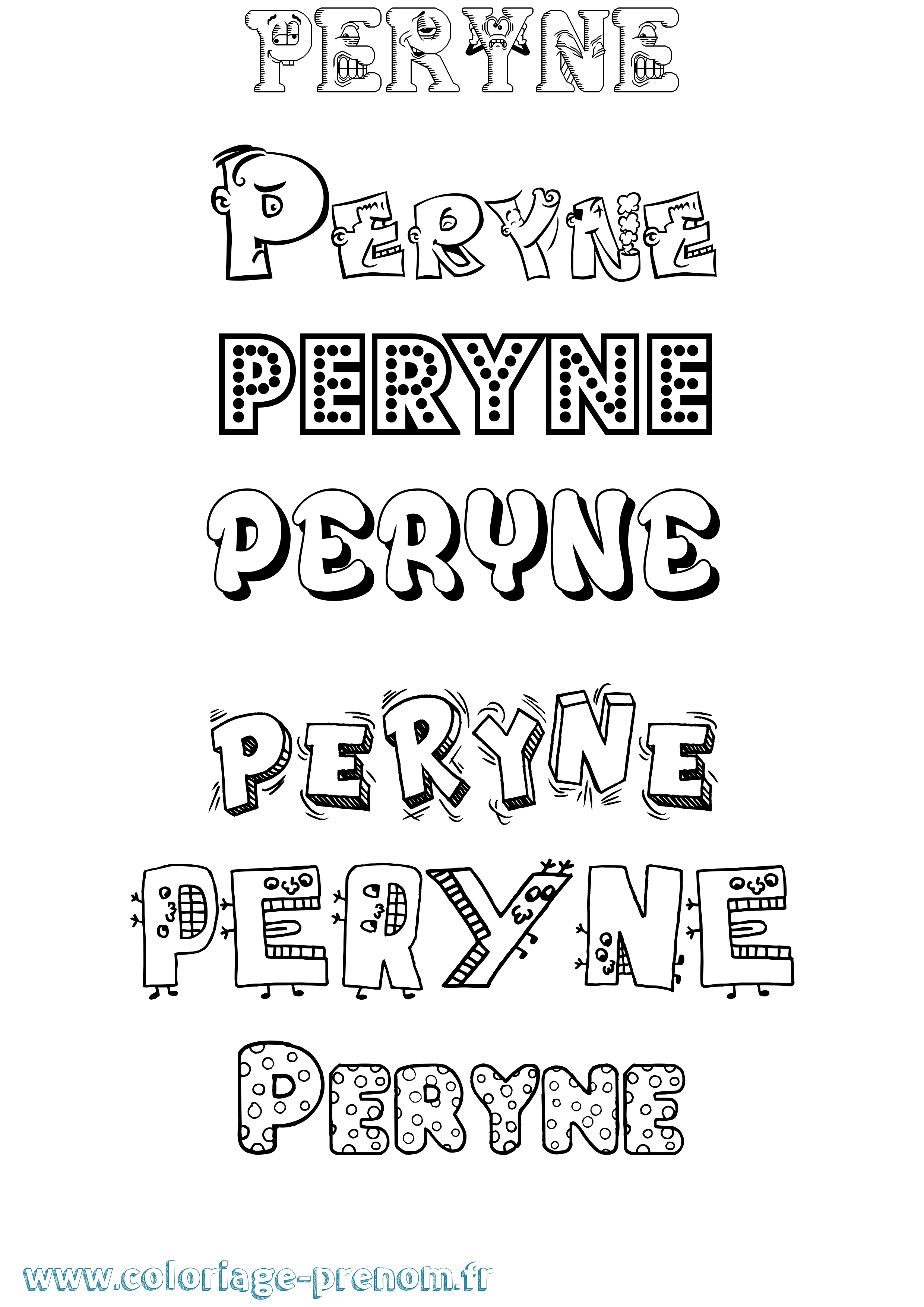 Coloriage prénom Peryne Fun