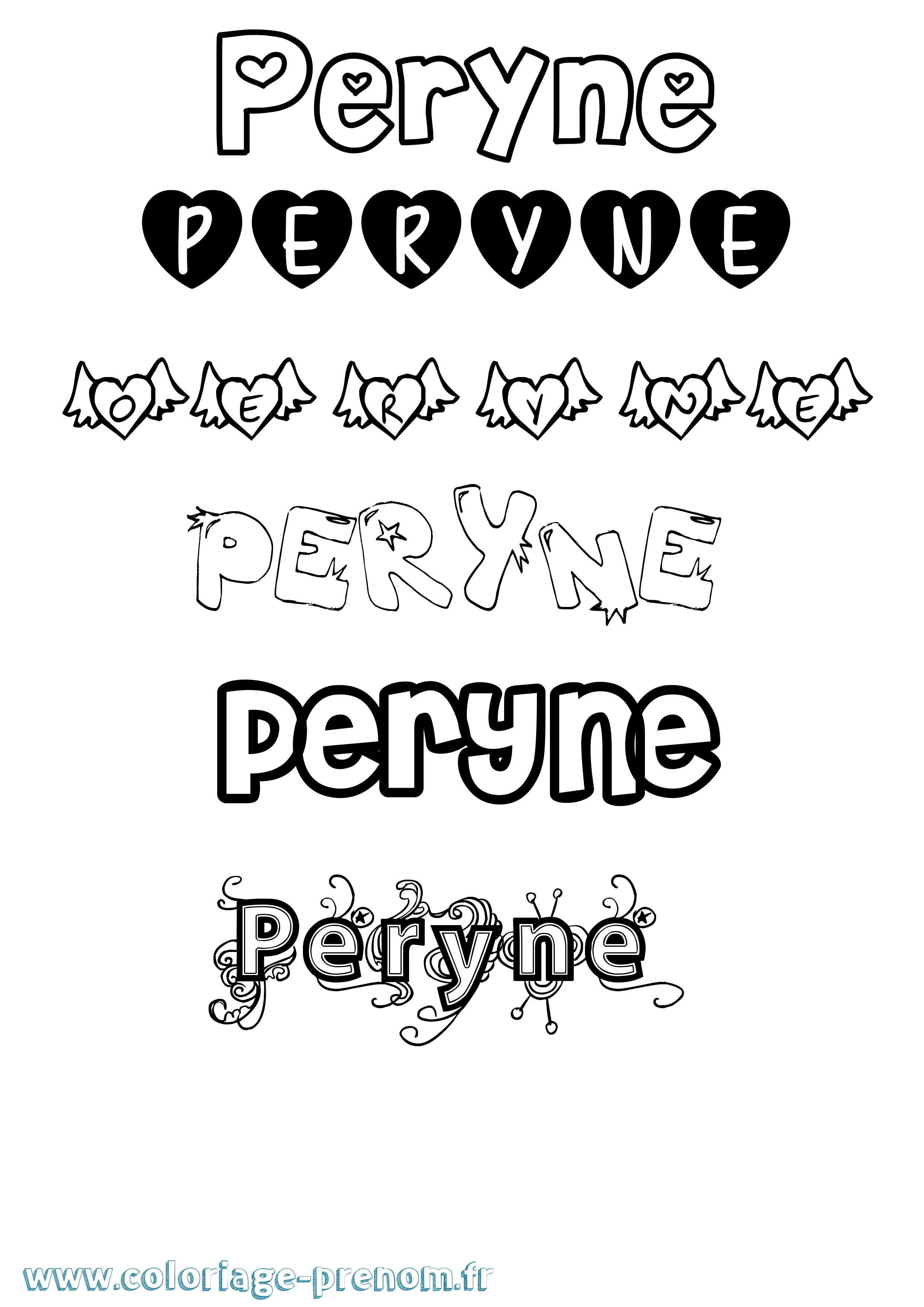 Coloriage prénom Peryne Girly
