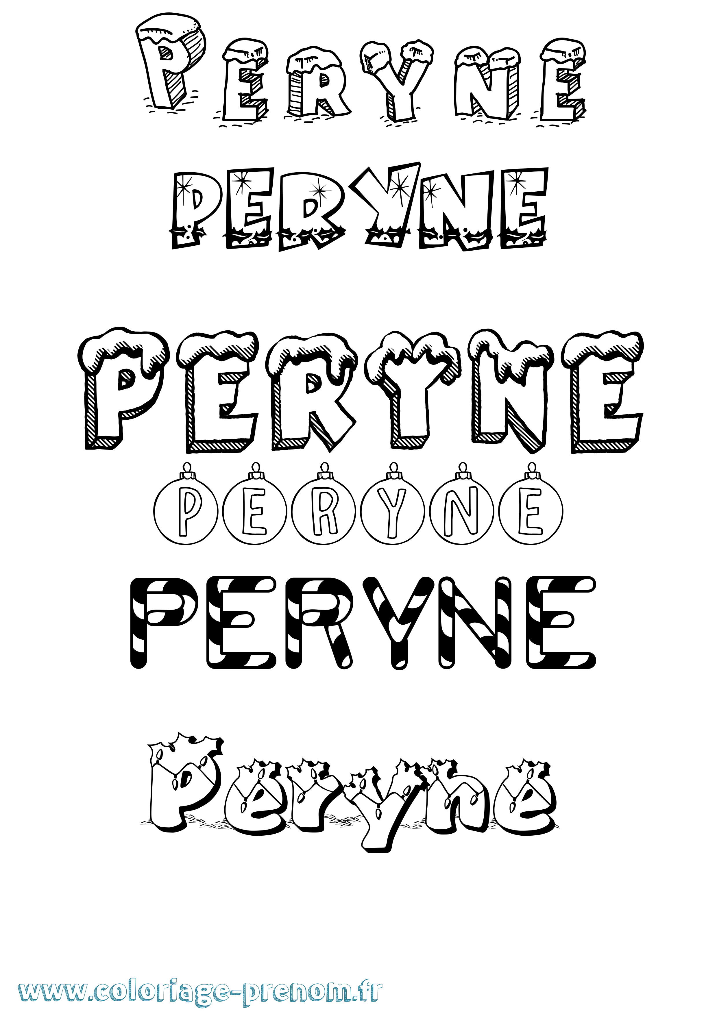 Coloriage prénom Peryne Noël