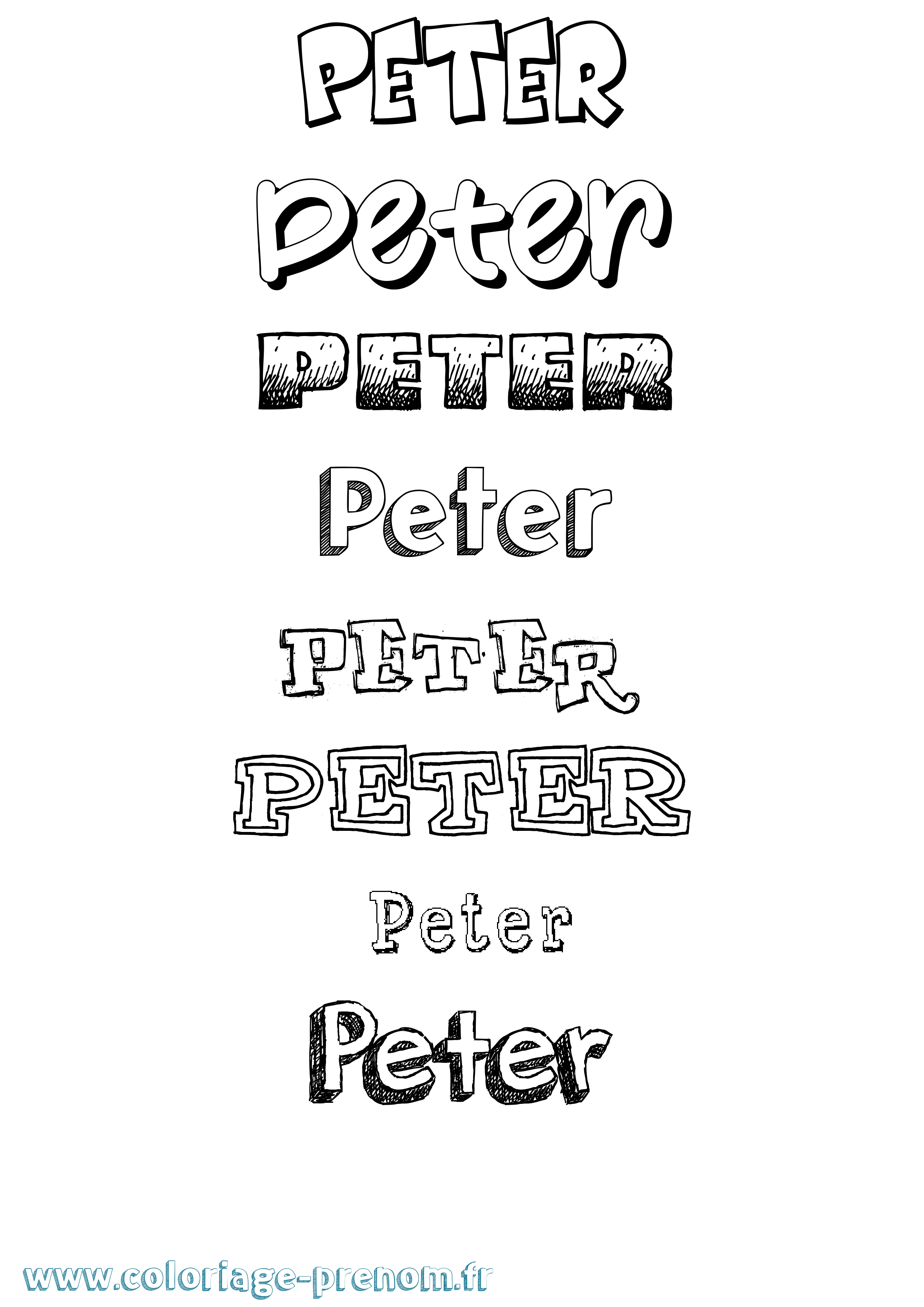 Coloriage prénom Peter Dessiné