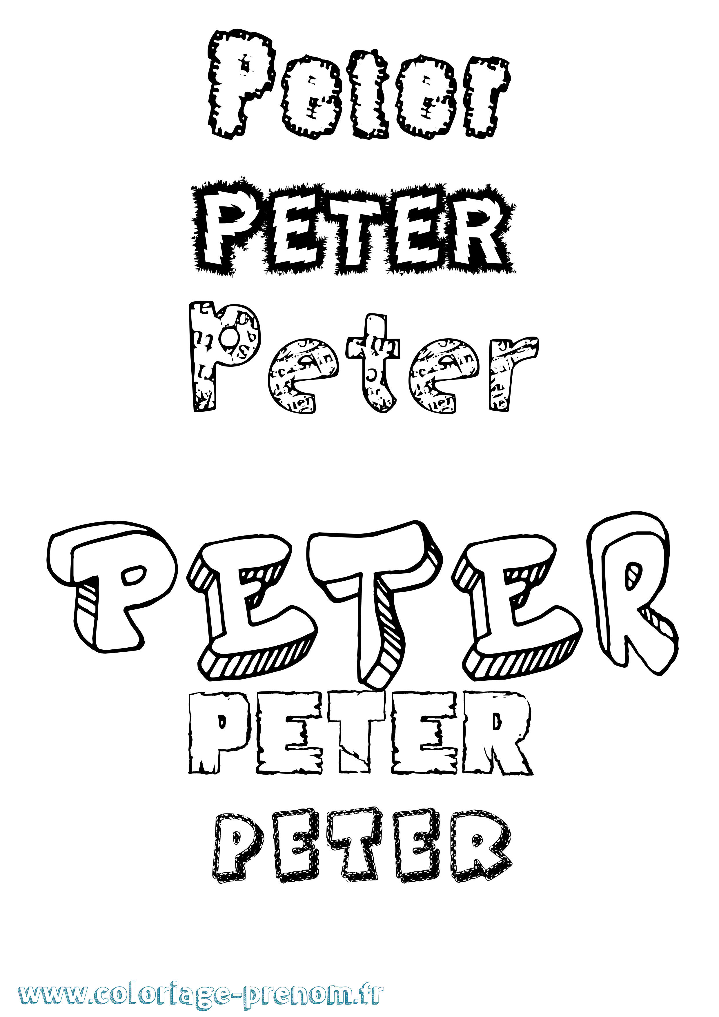 Coloriage prénom Peter Destructuré