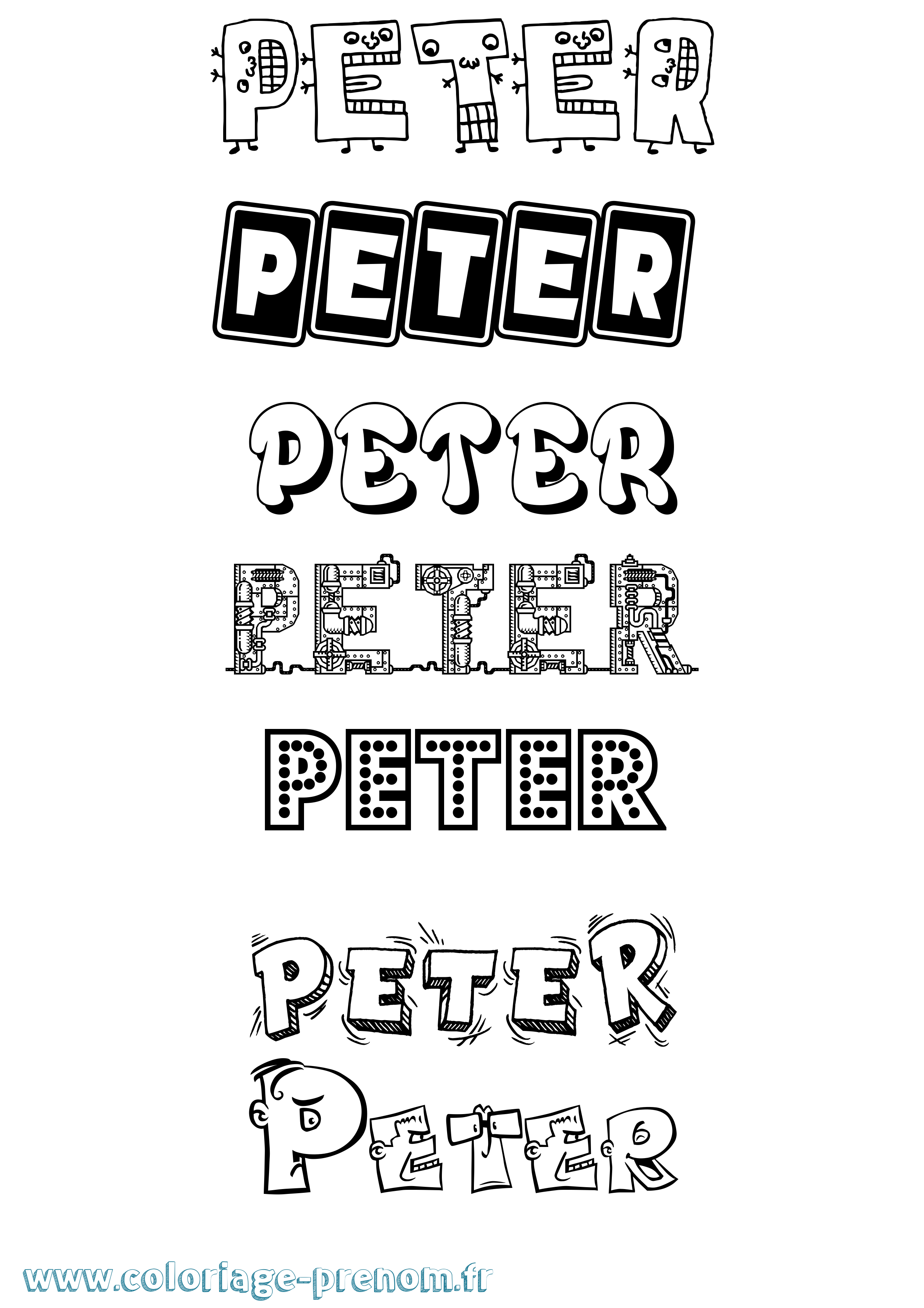 Coloriage prénom Peter Fun