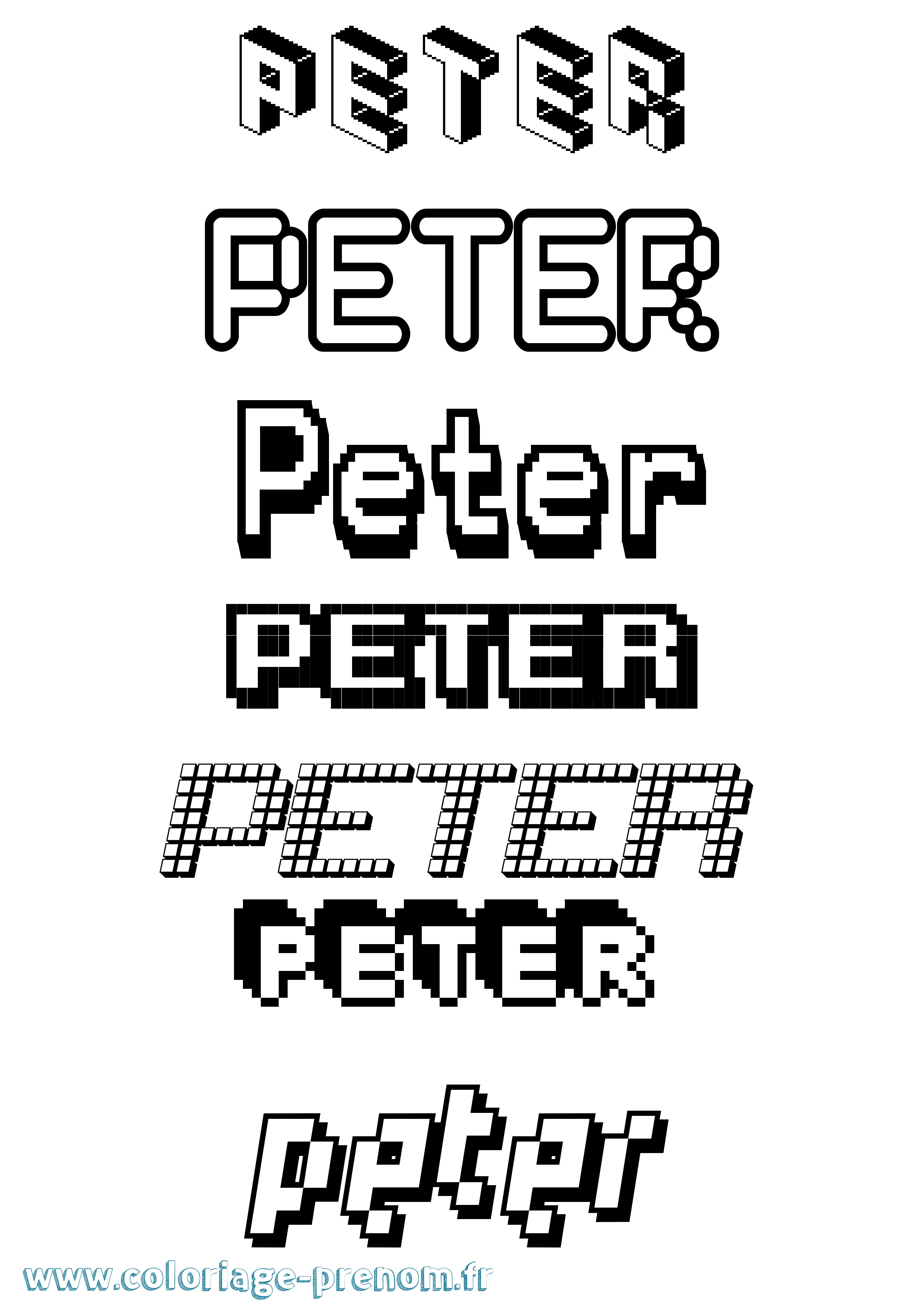 Coloriage prénom Peter Pixel
