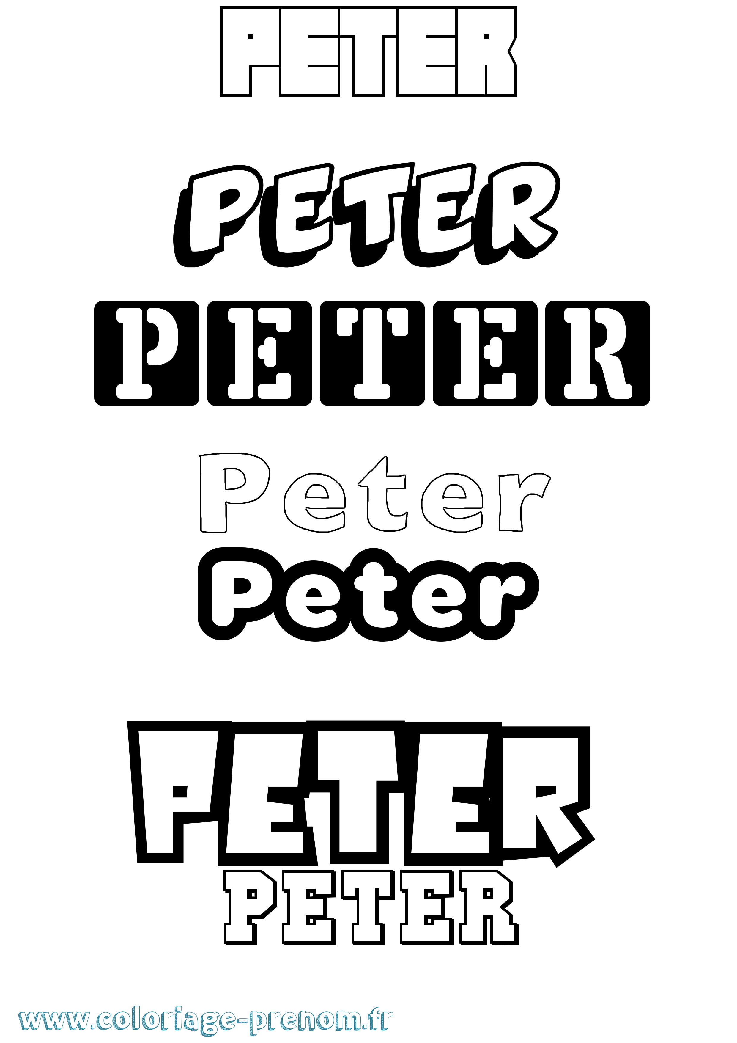 Coloriage prénom Peter Simple