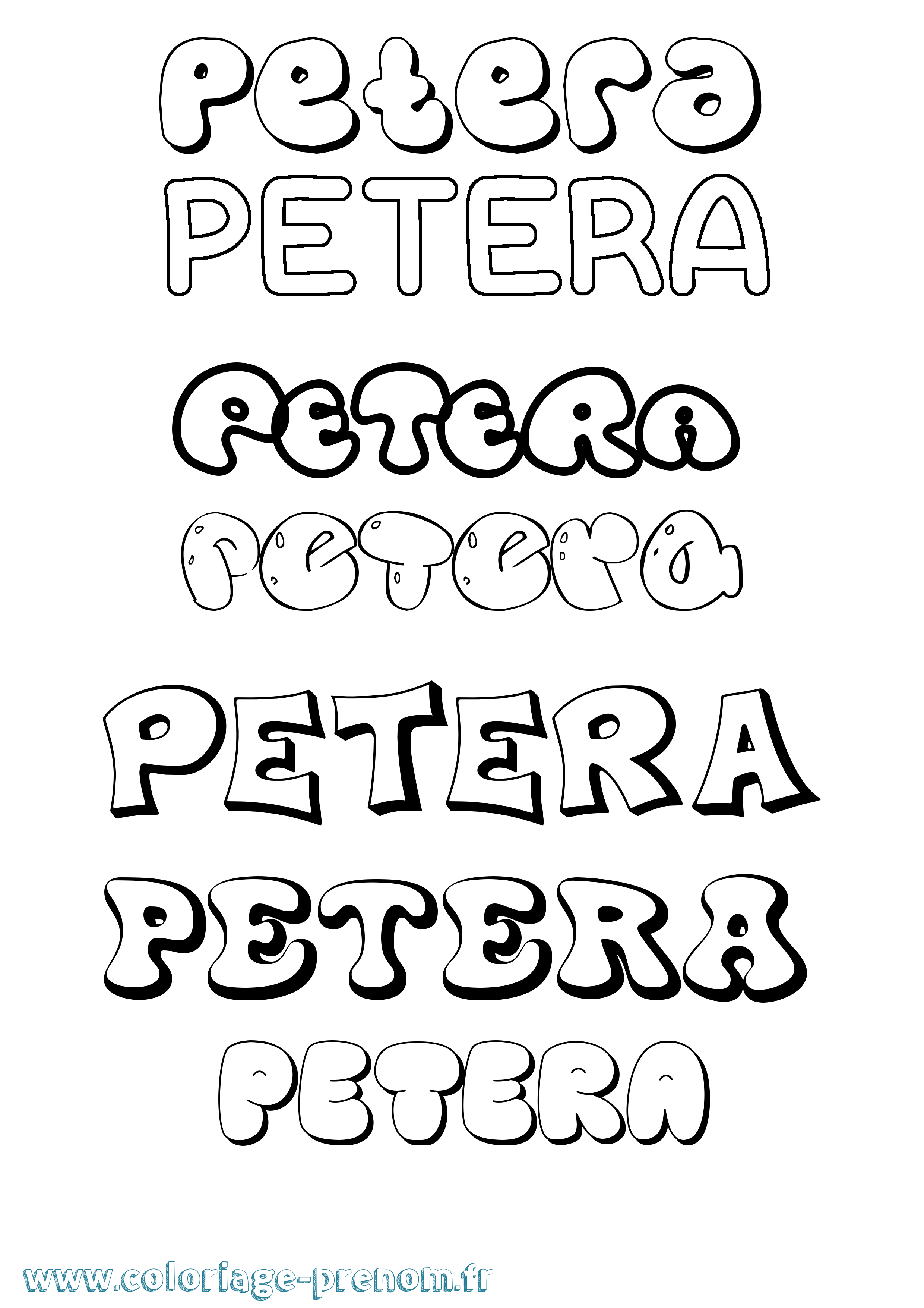 Coloriage Petera Bubble Coloriage prénom Petera Bubble