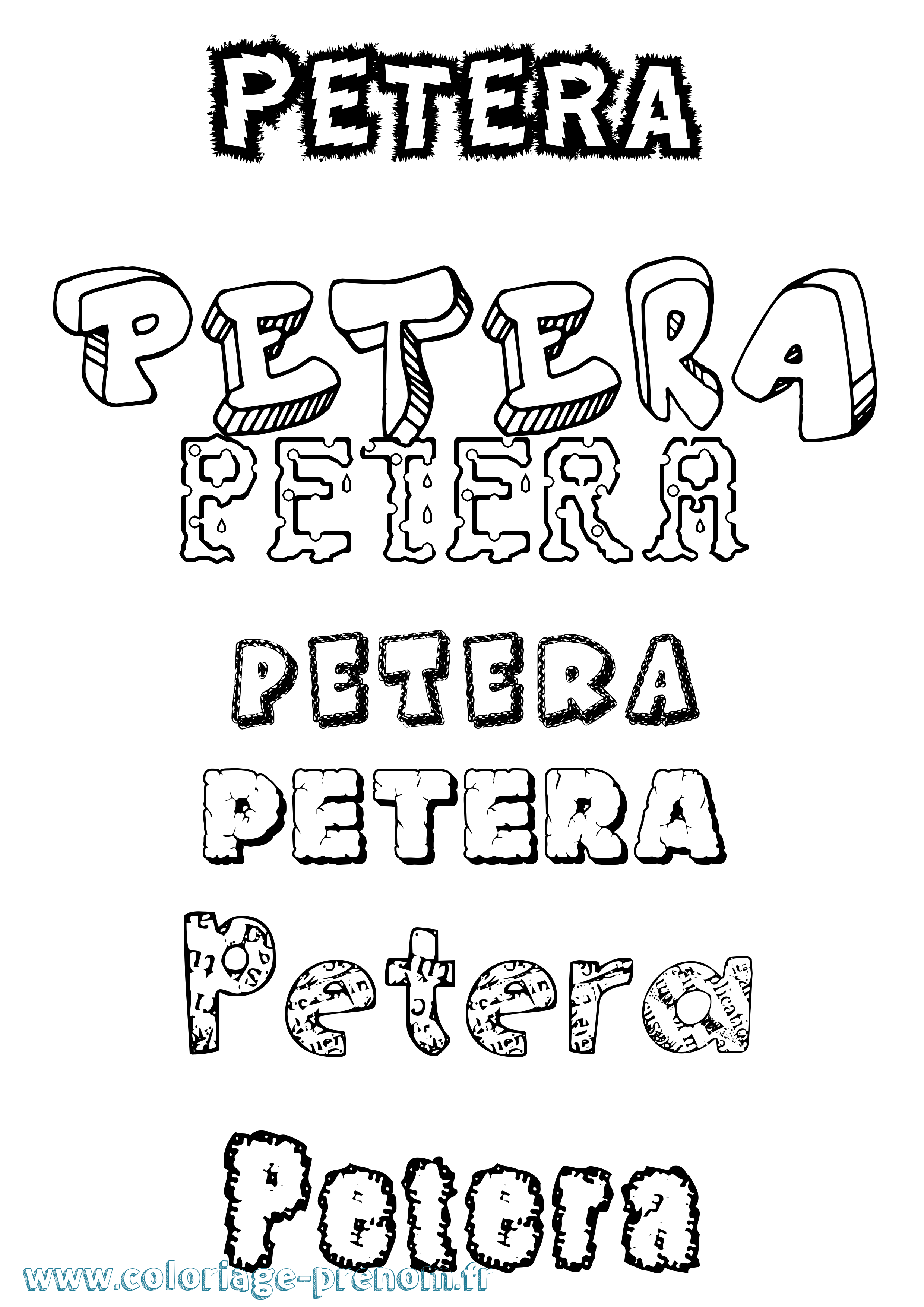 Coloriage prénom Petera Destructuré