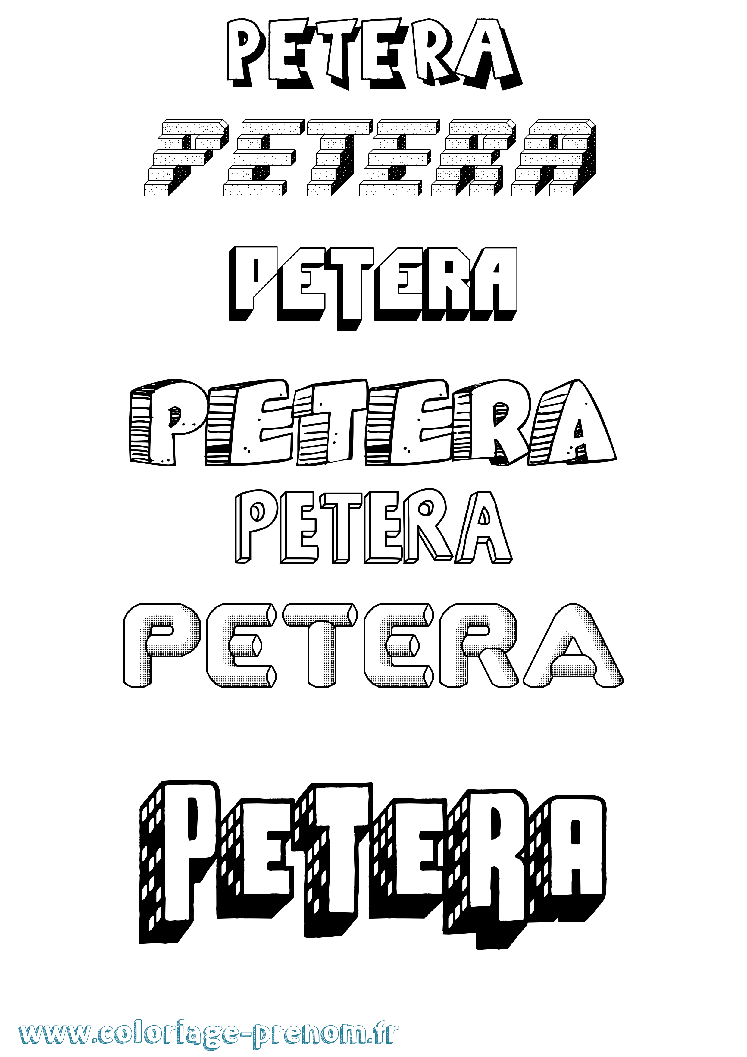 Coloriage Petera Effet 3D Coloriage prénom Petera Effet 3D