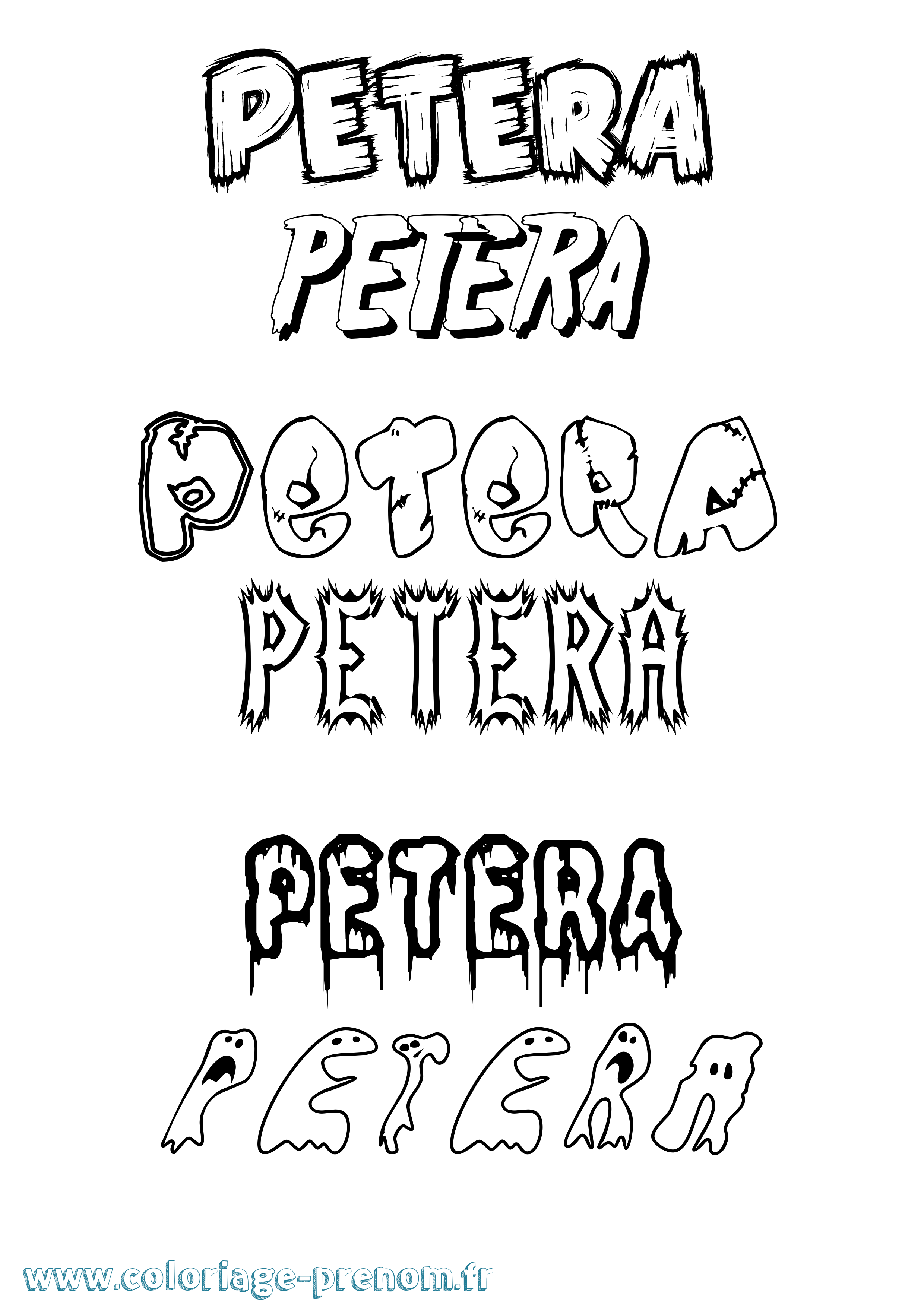Coloriage prénom Petera Frisson
