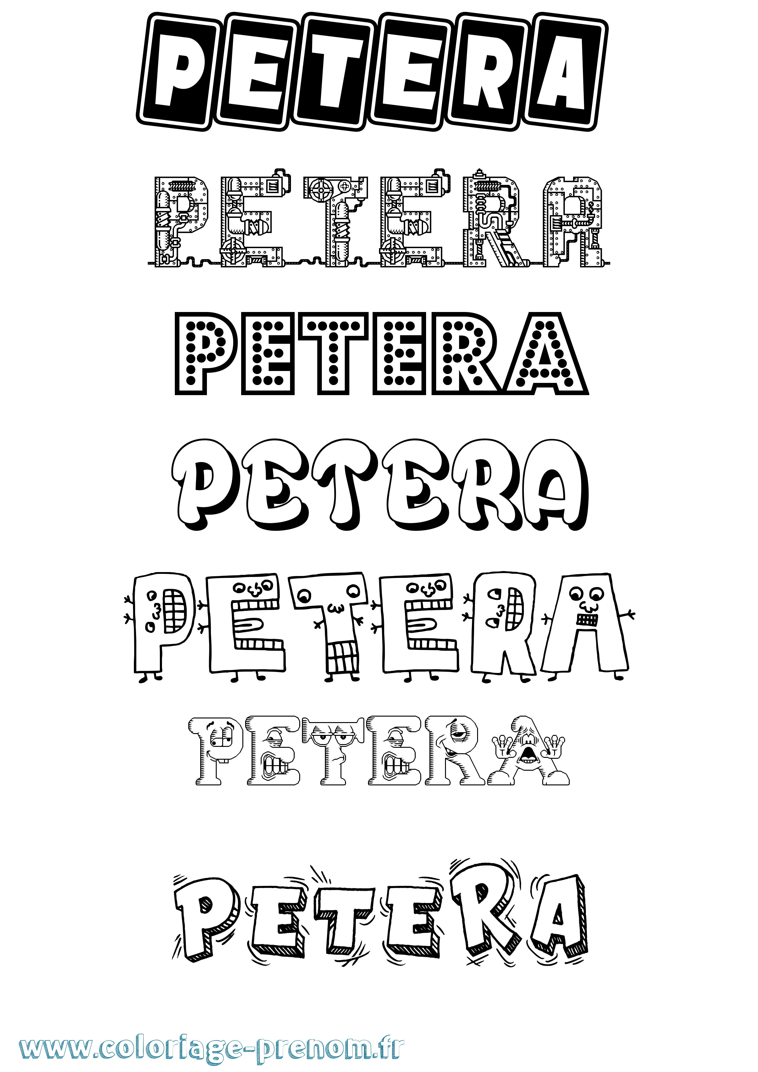 Coloriage prénom Petera Fun