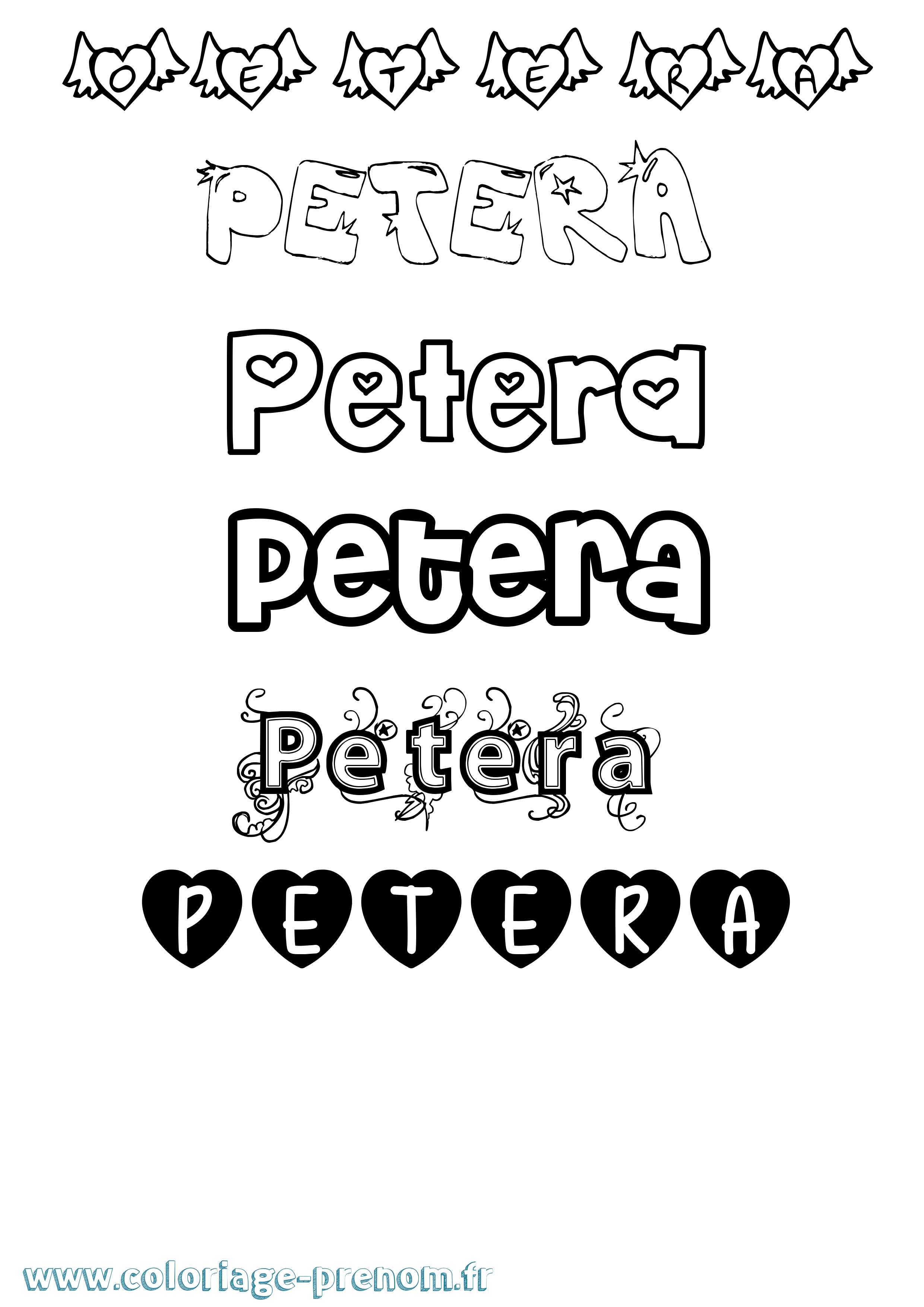 Coloriage Petera Girly Coloriage prénom Petera Girly