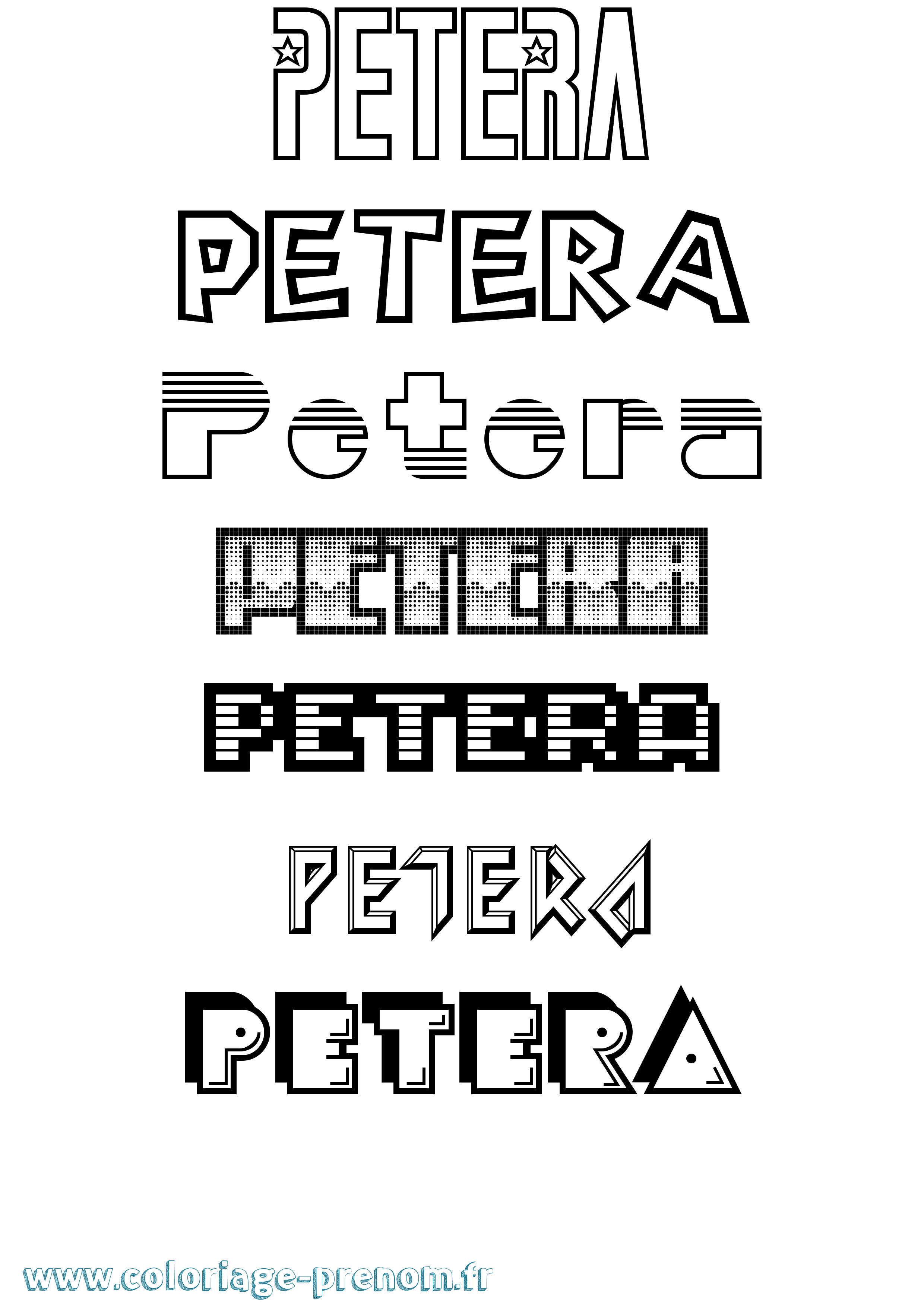 Coloriage prénom Petera Jeux Vidéos