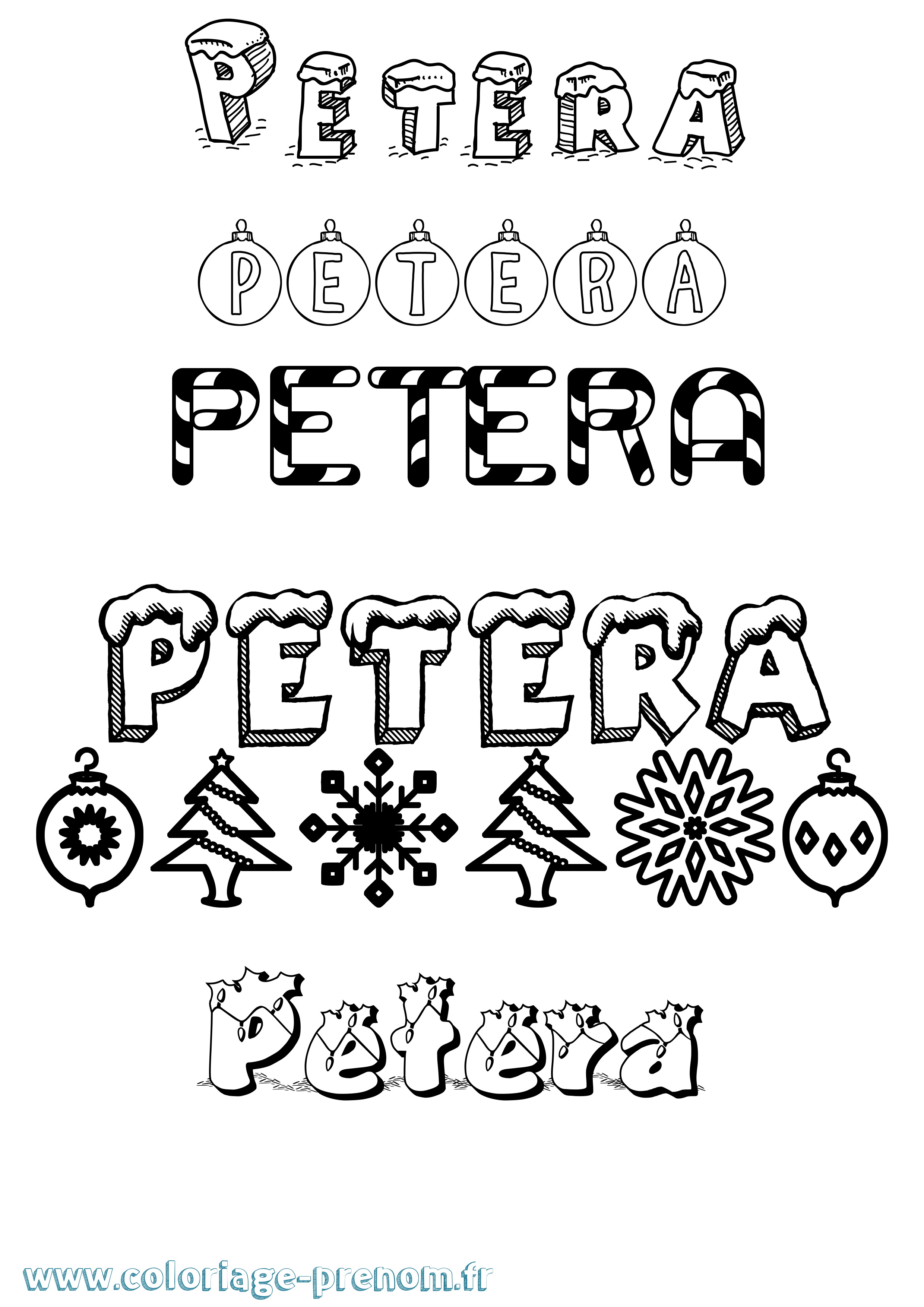 Coloriage prénom Petera Noël