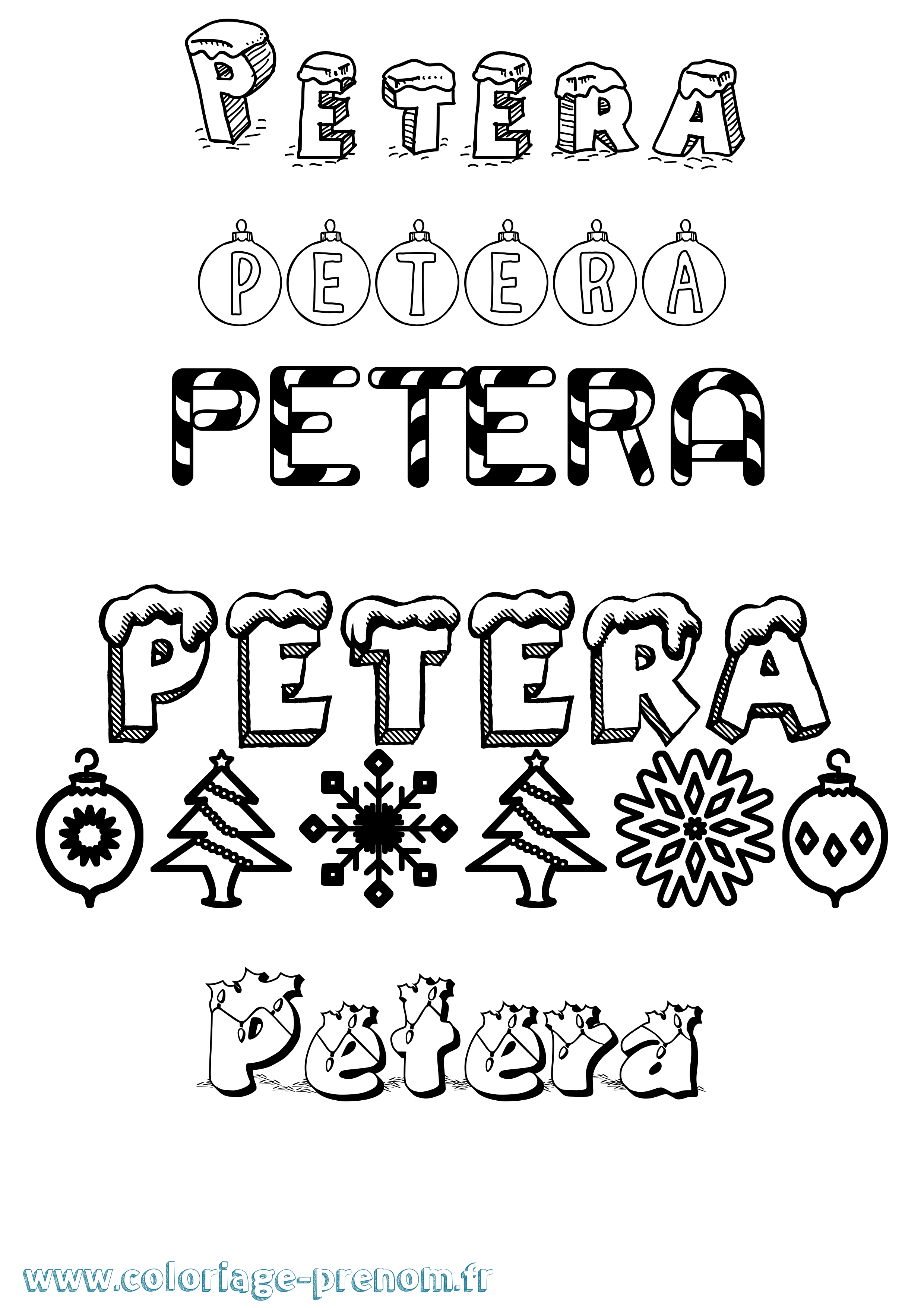 Coloriage Petera Noël Coloriage prénom Petera Noël