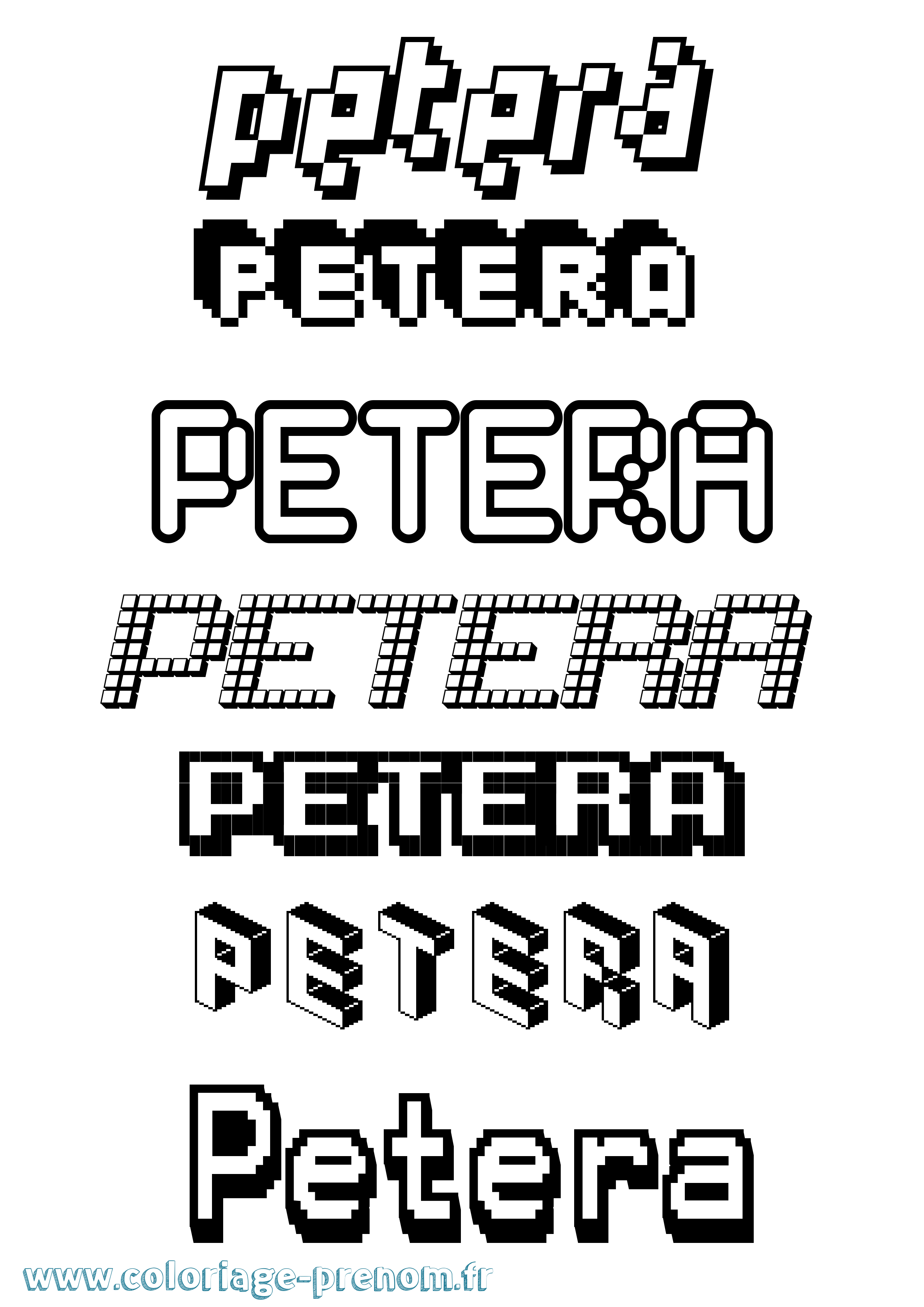 Coloriage prénom Petera Pixel