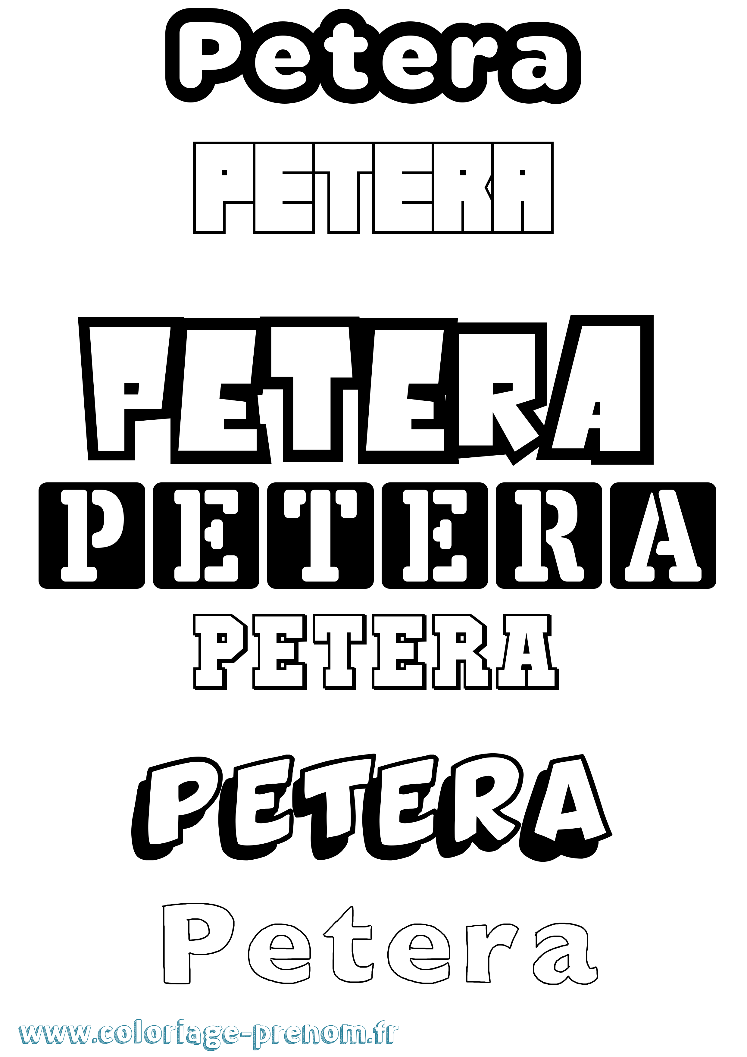 Coloriage prénom Petera Simple