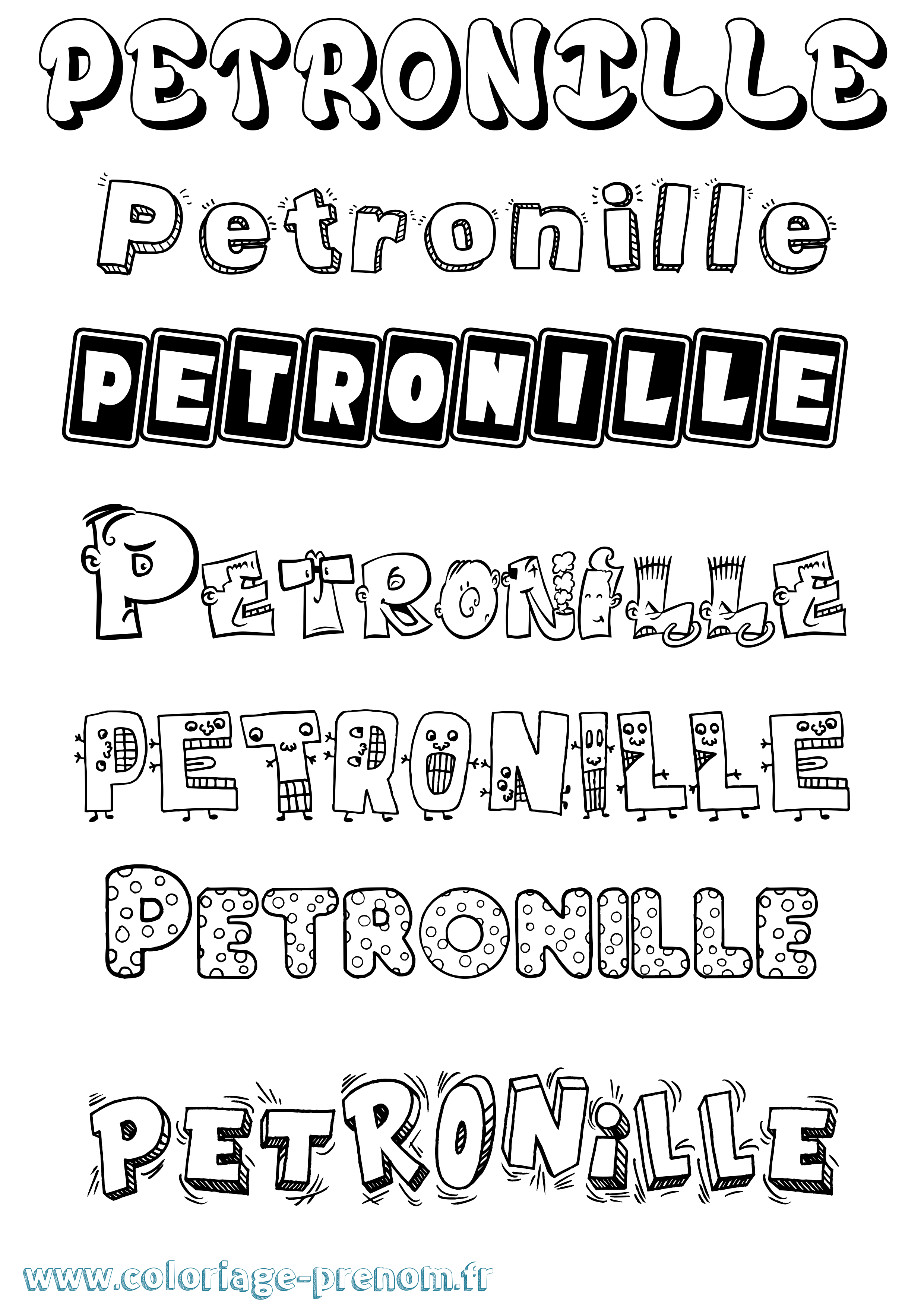 Coloriage prénom Petronille