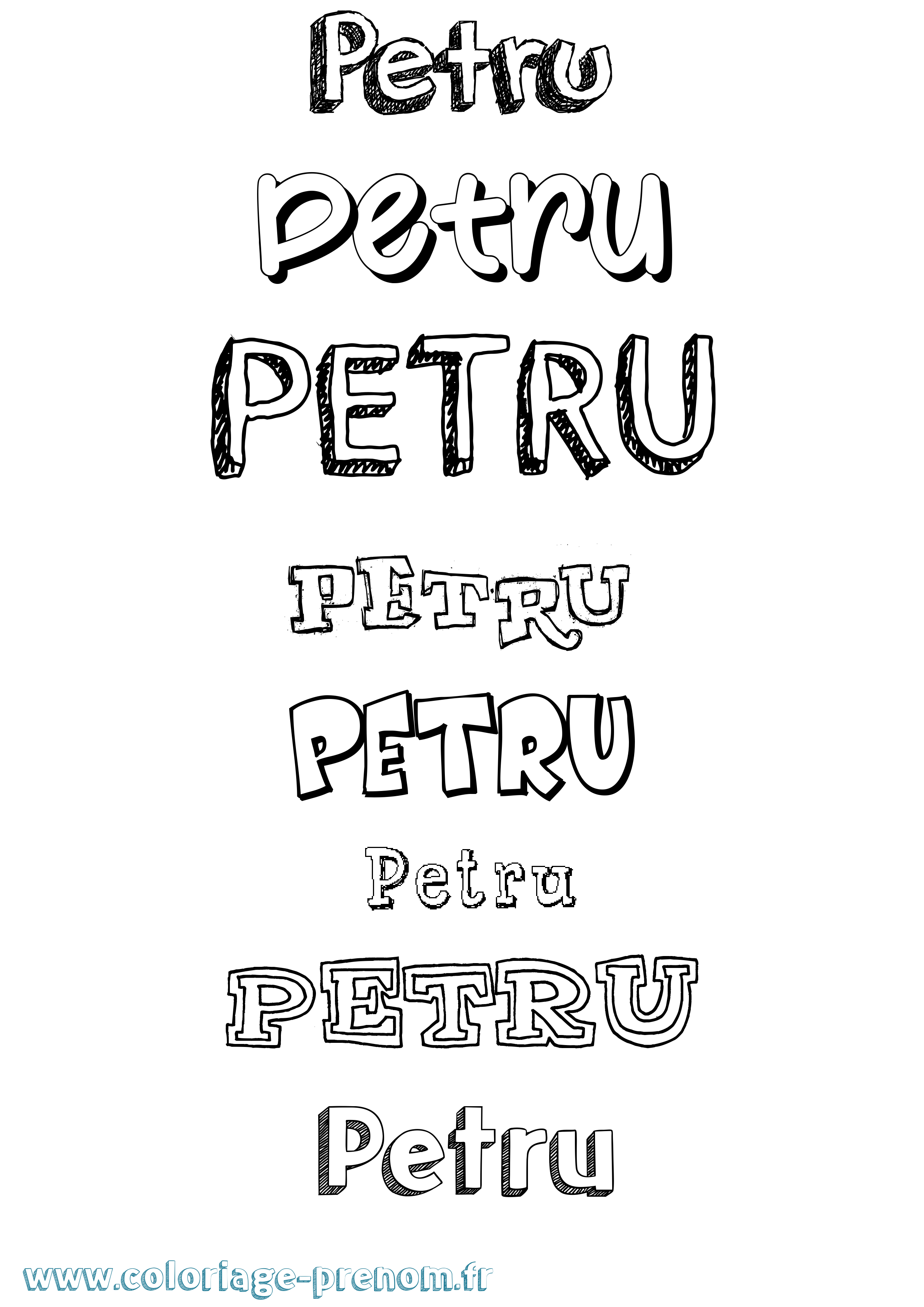 Coloriage prénom Petru Dessiné