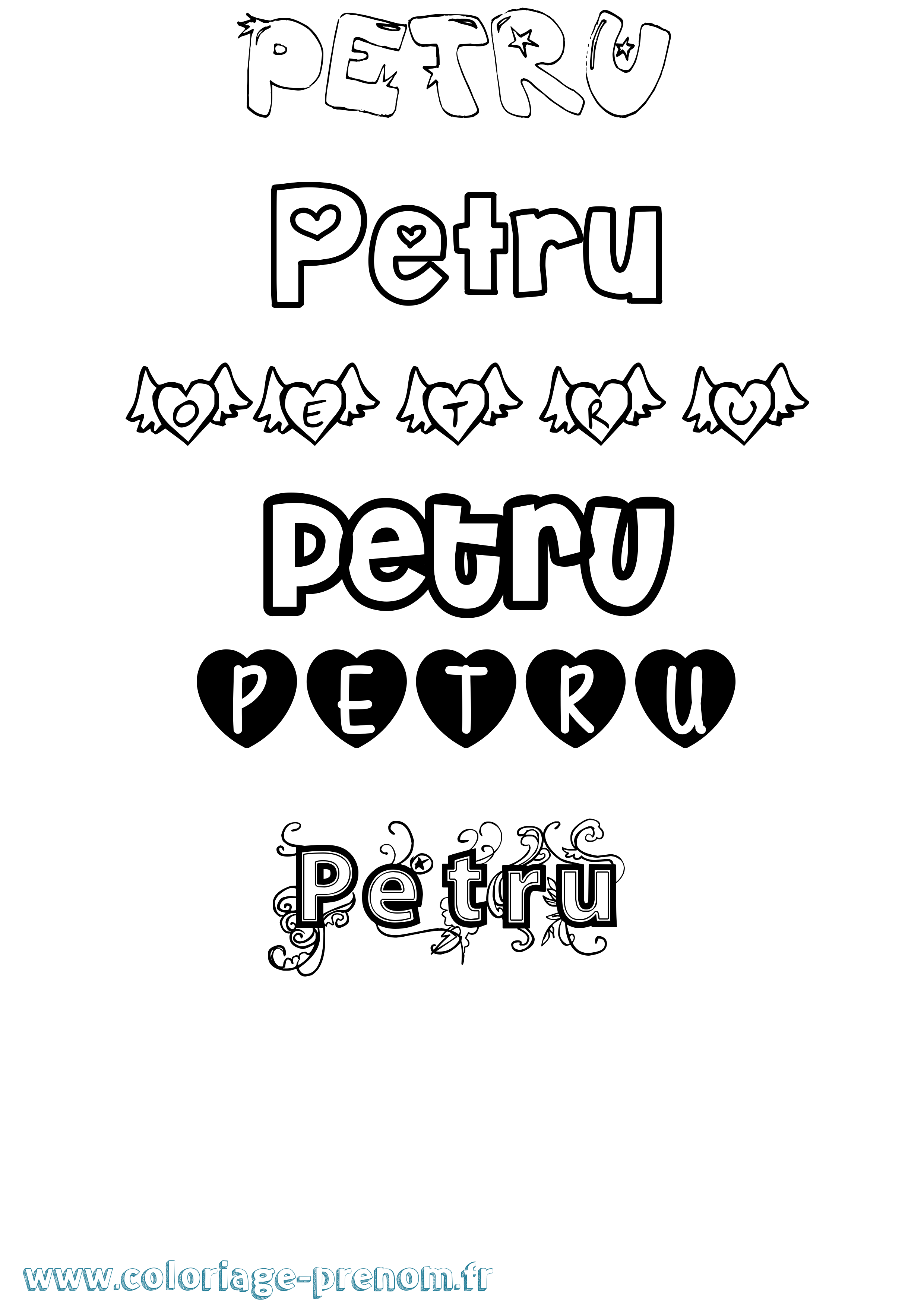 Coloriage prénom Petru Girly